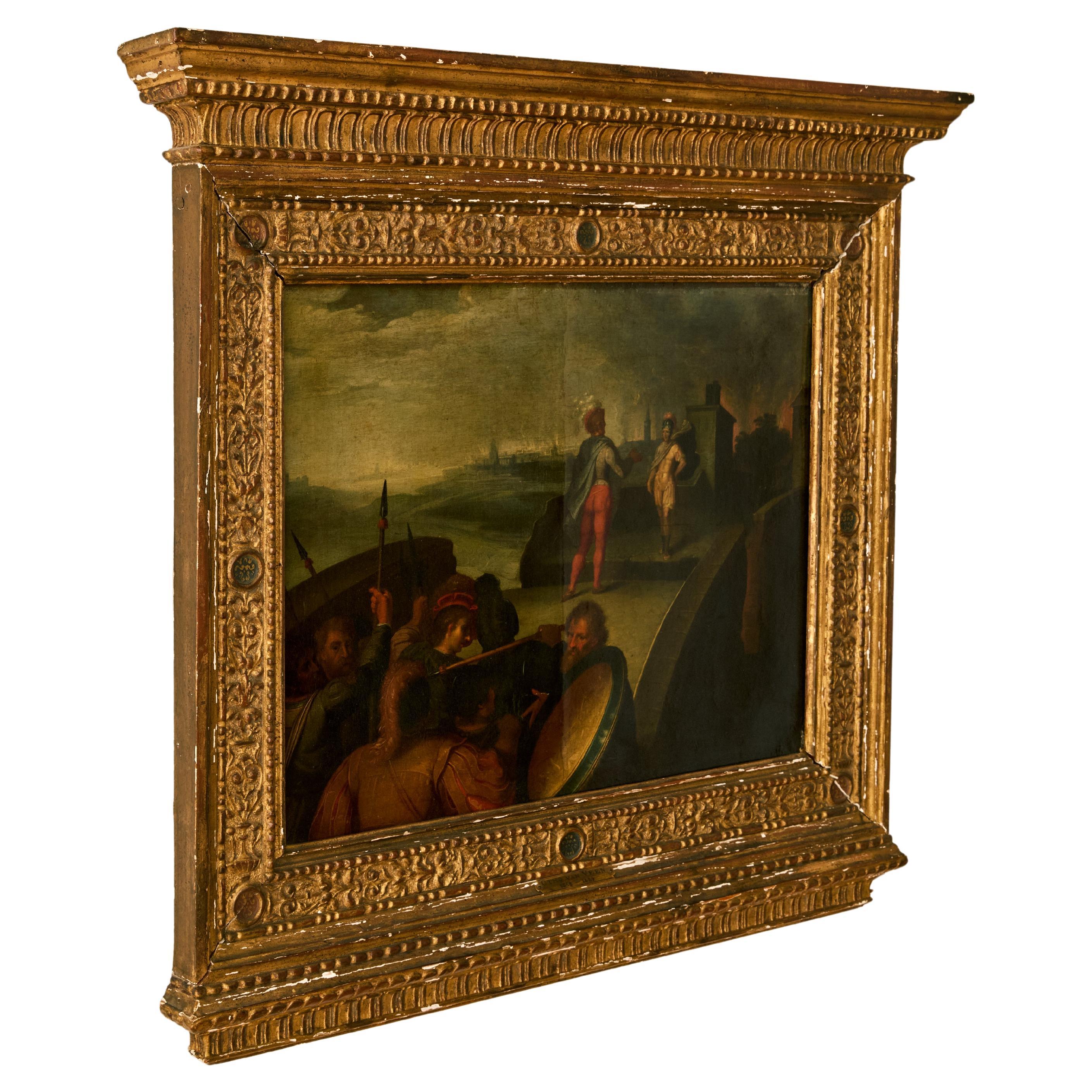 Olio su tela attribuito a Otto van Veen con cornice ornamentale in vendita