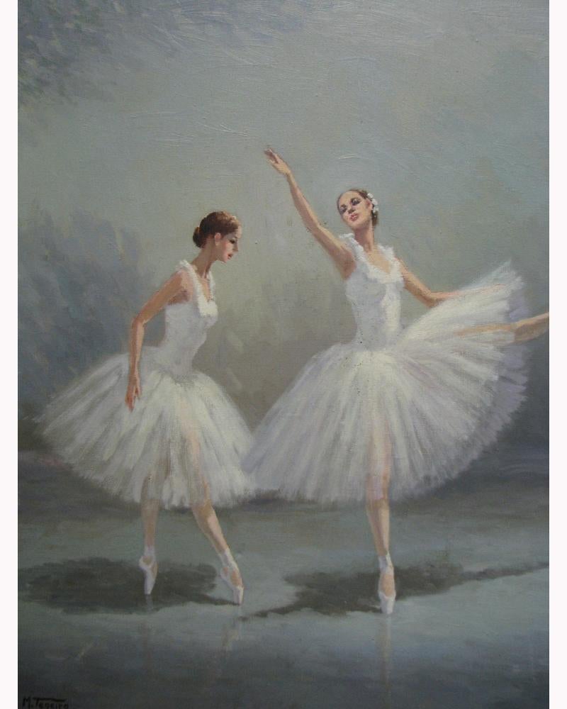 Carved Oil on Canvas Ballerina Painting