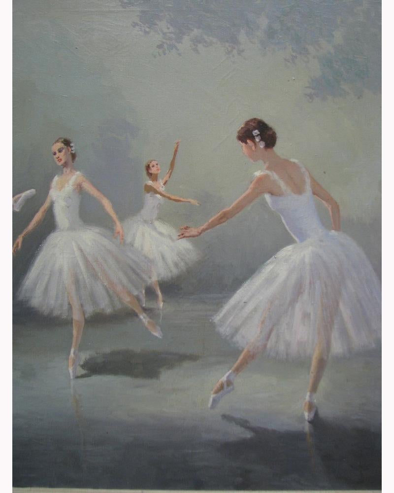 Oil on Canvas Ballerina Painting In Good Condition In Cypress, CA