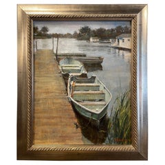 Oil on Canvas "Boats on The Bay" by Sue Foell