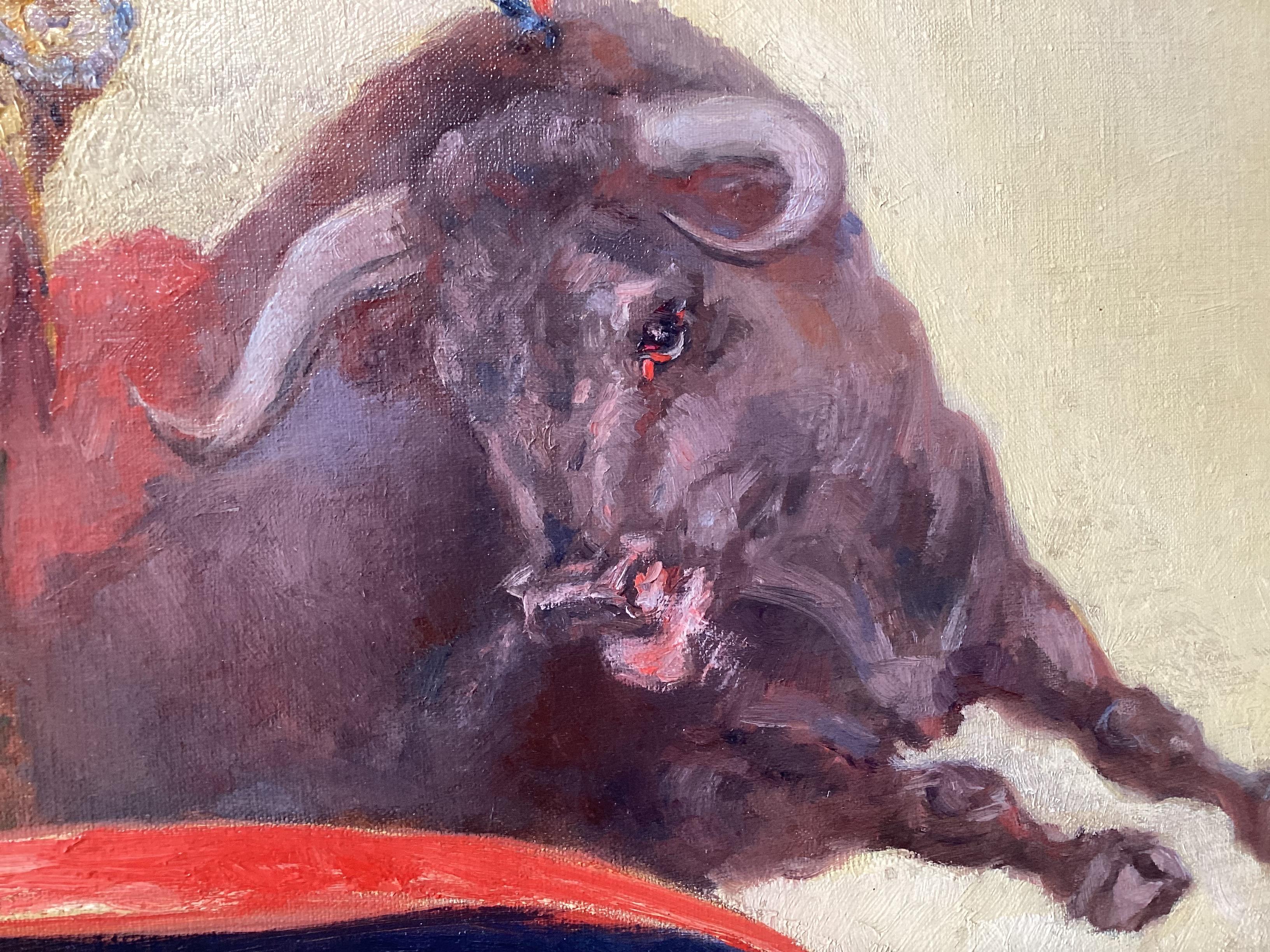Ölgemälde auf Leinwand „Bullfighting“ von Jose Gonzalez De La Pena (1887-1961) im Angebot 1
