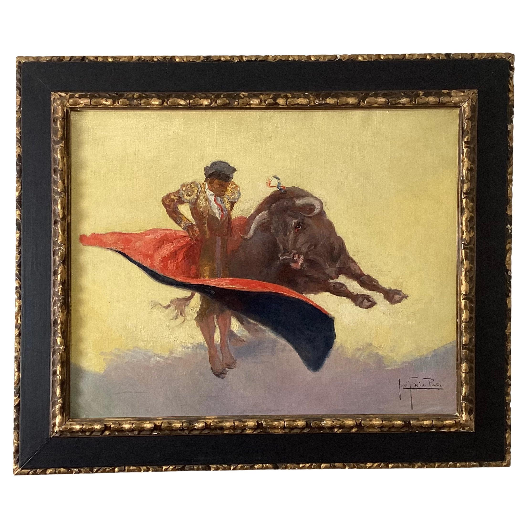 Óleo sobre lienzo "Tauromaquia" de José González De La Peña (1887-1961)