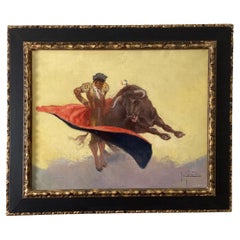 Óleo sobre lienzo "Tauromaquia" de José González De La Peña (1887-1961)