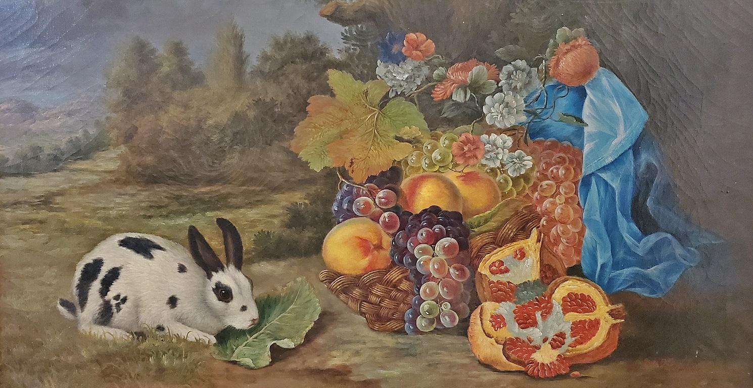 Oil on Canvas by Bill Heindel of Rabbit and Fruit 3