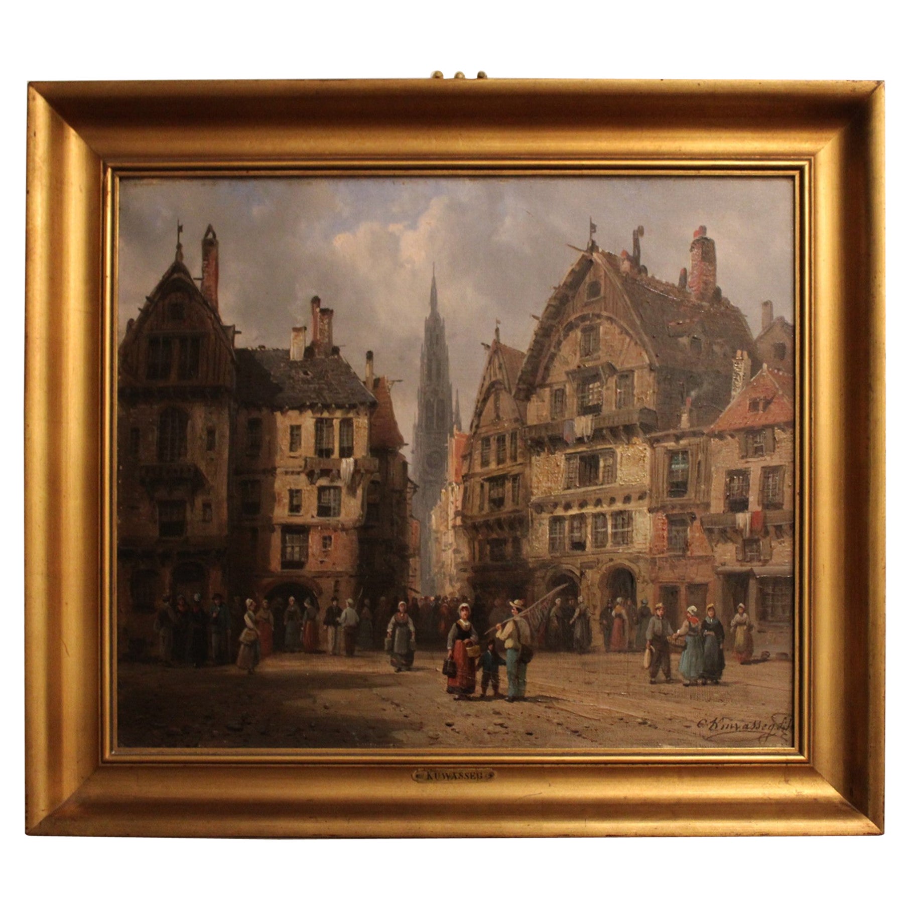 Ölgemälde auf Leinwand von Charles Euphrasie Kuwasseg, Frankreich 19. Jahrhundert