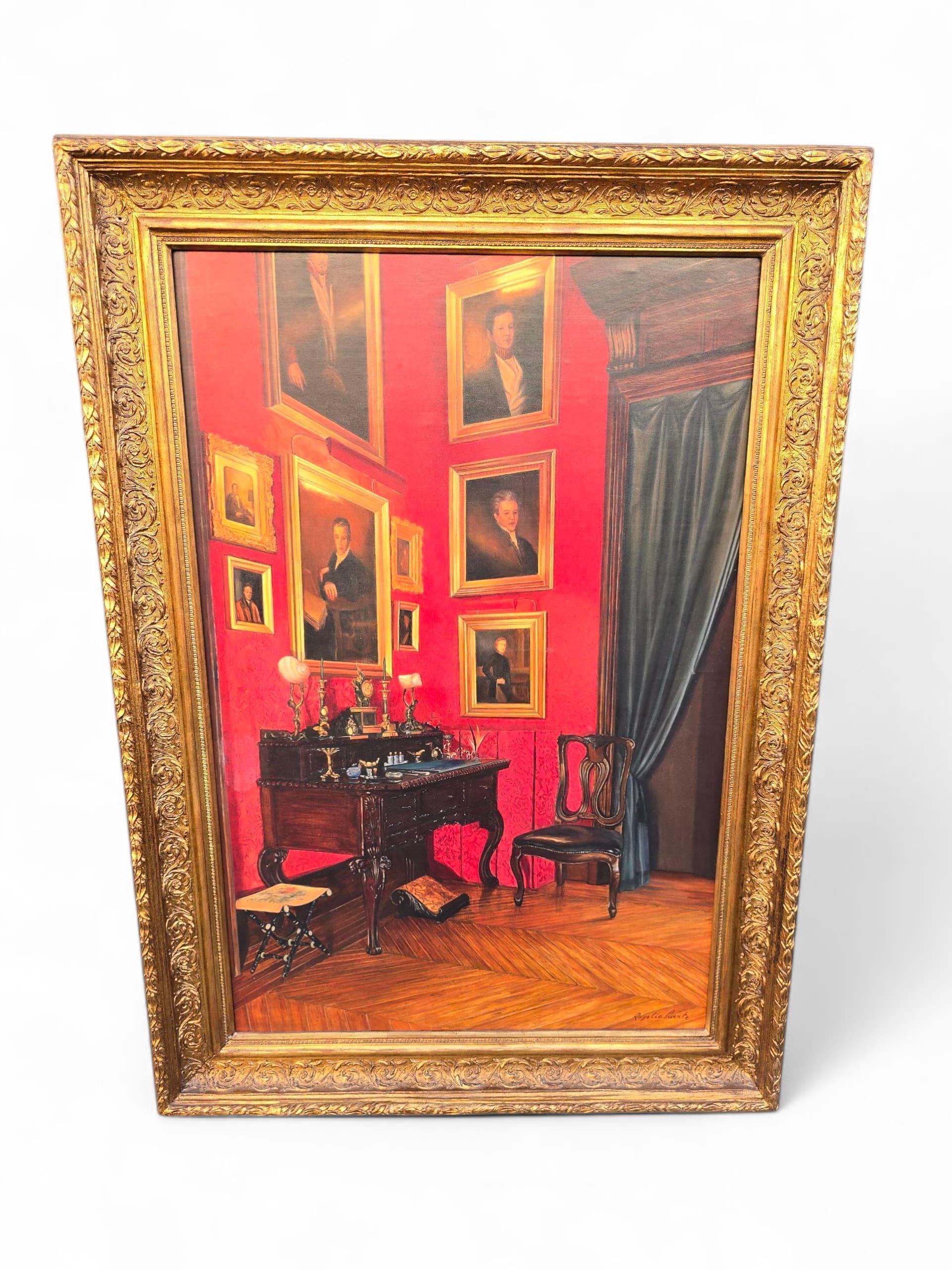 Öl auf Leinwand des kubanischen Künstlers Rogelio Puente (Obstholz) im Angebot