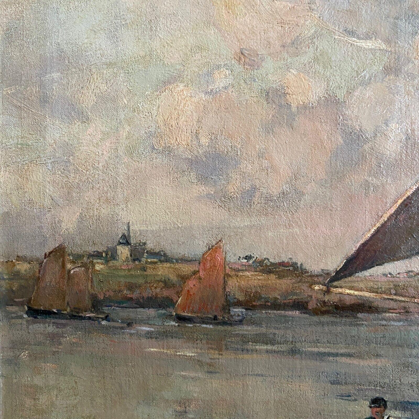 Ölgemälde auf Leinwand von Ernest Vauthrin (1878-1949) - Boote in der Bretagne im Zustand „Gut“ im Angebot in NANTES, FR