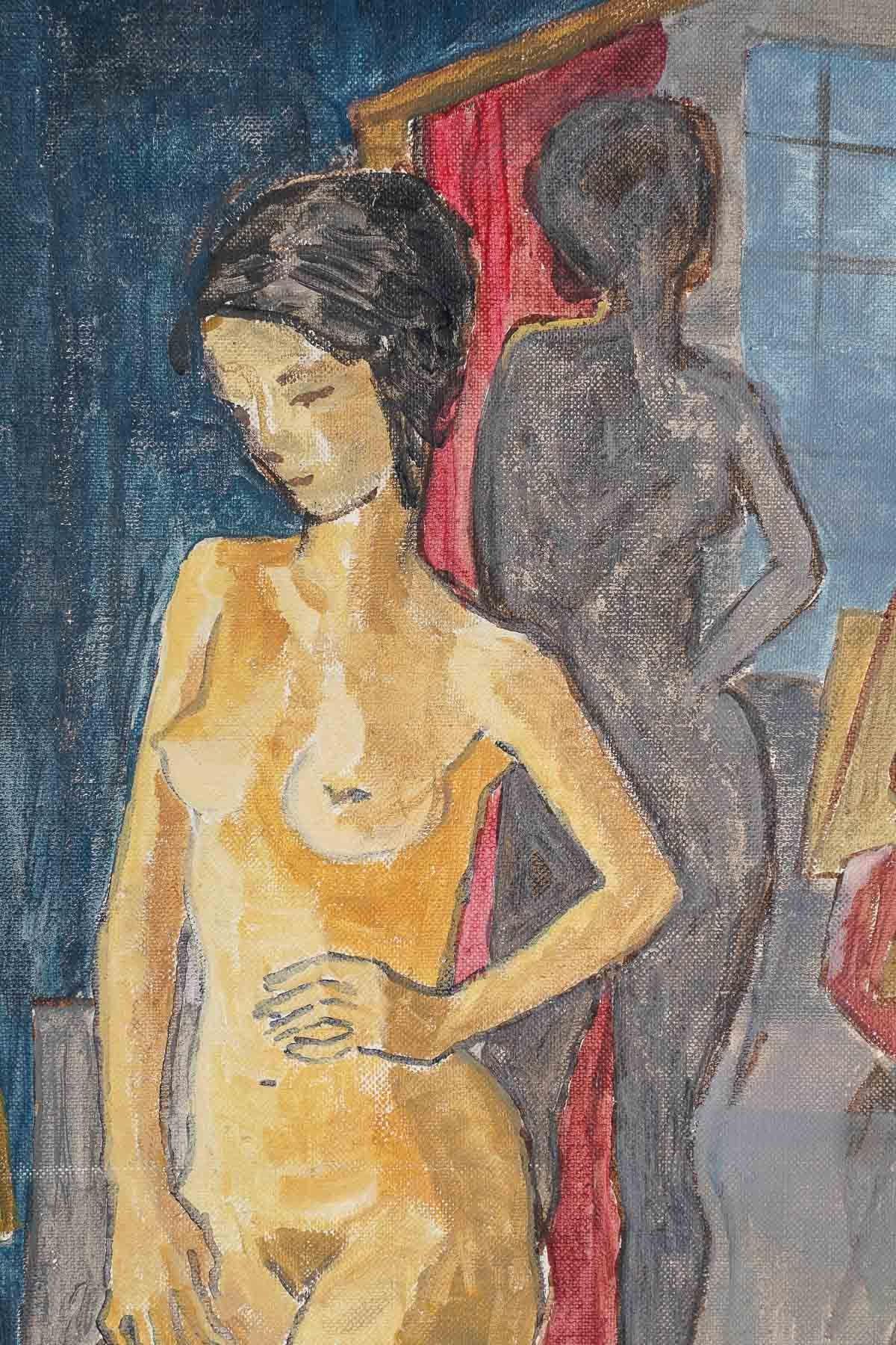 Huile sur toile d'Evelyne Luez.

Peinture sur toile d'Evelyne Luez, XXe siècle.
h : 55cm, l : 46cm, p : 2cm