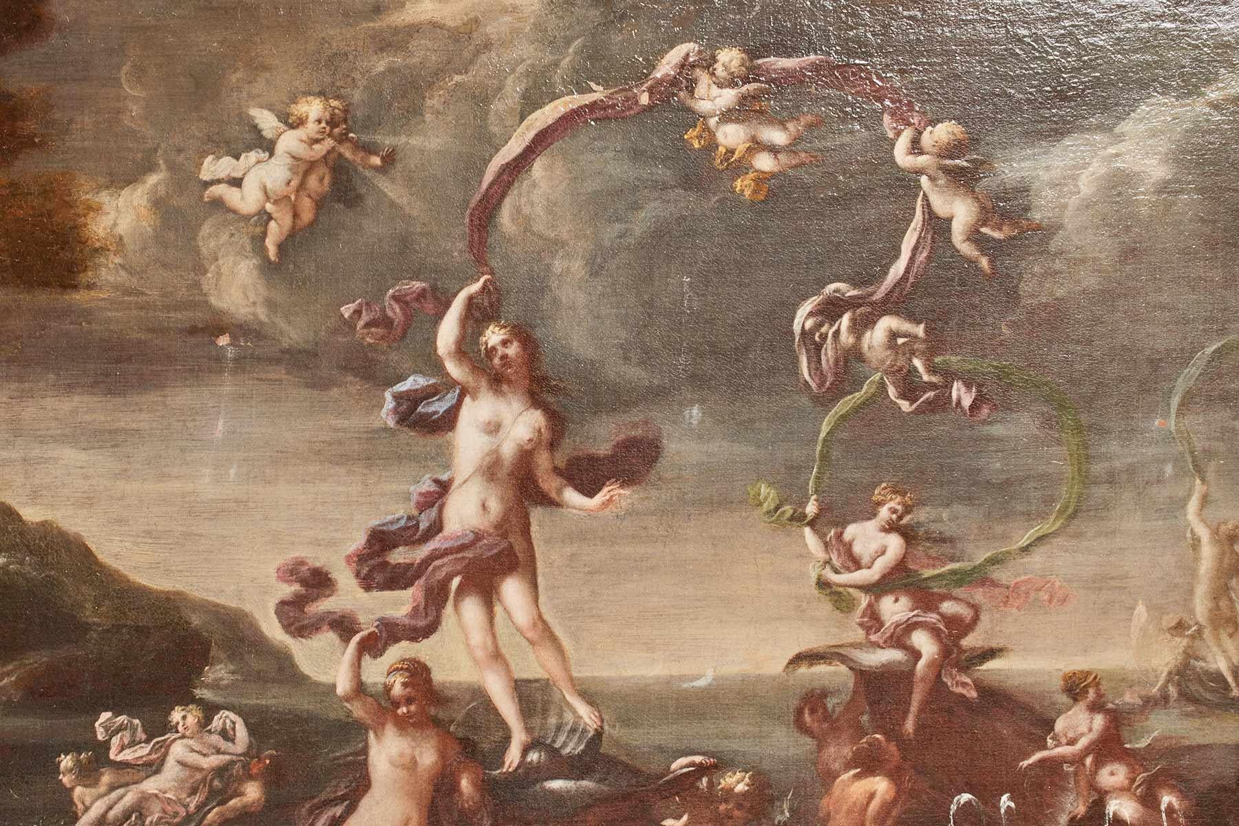 italien Huile sur toile de Francesco Perezzoli la naissance de Vénus Italie début 18ème siècle en vente