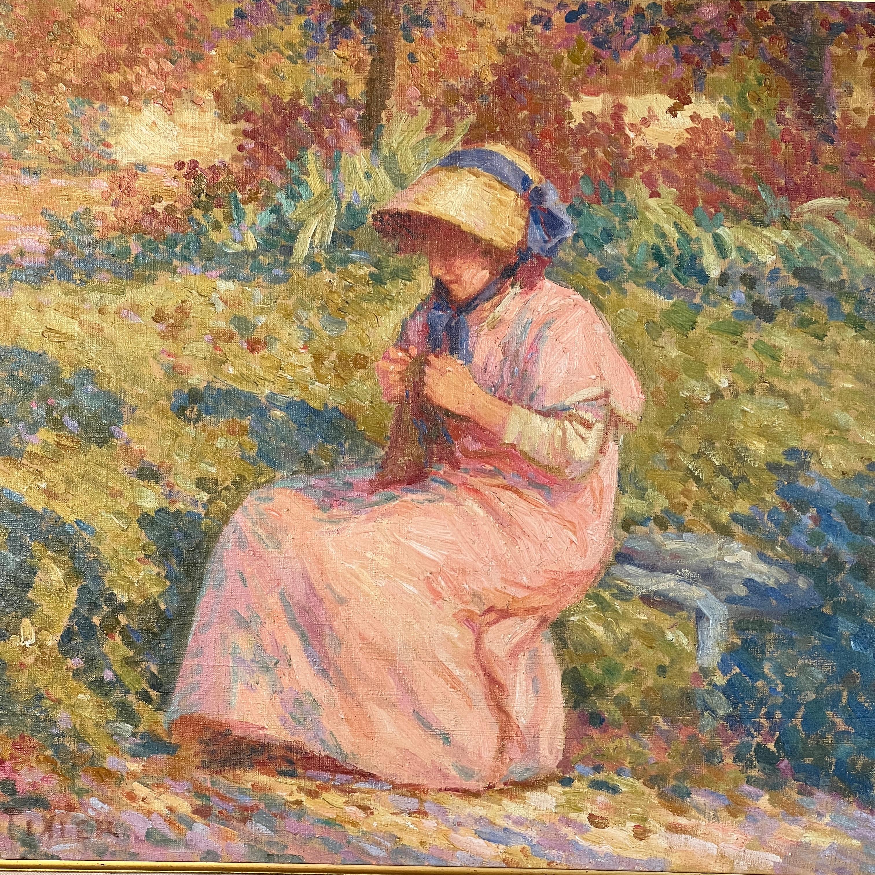 Ölgemälde auf Leinwand des französischen Pointillisten Daniel Tixier (Frühes 20. Jahrhundert) im Angebot