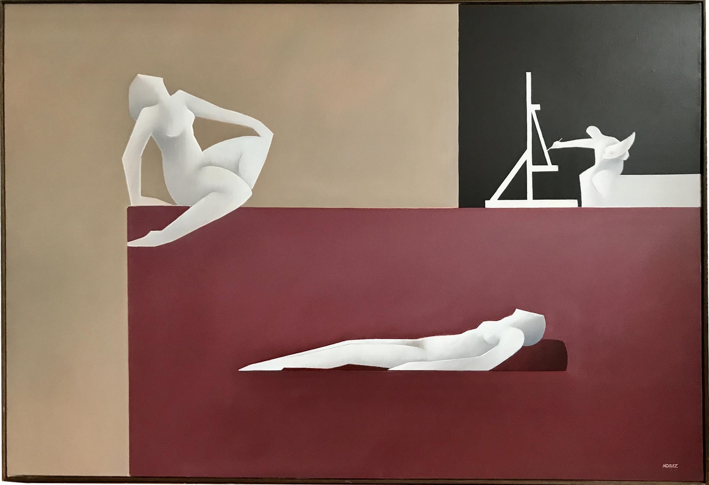 Henri Morez presents himself in this more intimate canvas where he appears in the background of the painting while his model appears in the foreground, in two different positions.

An impression of calm, fervor, almost religiosity emanates from this
