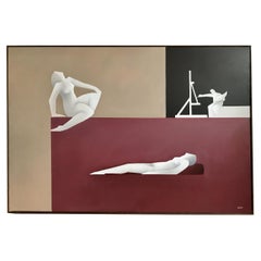 Oil on canvas by Henri Morez, Paris, France, circa 1979