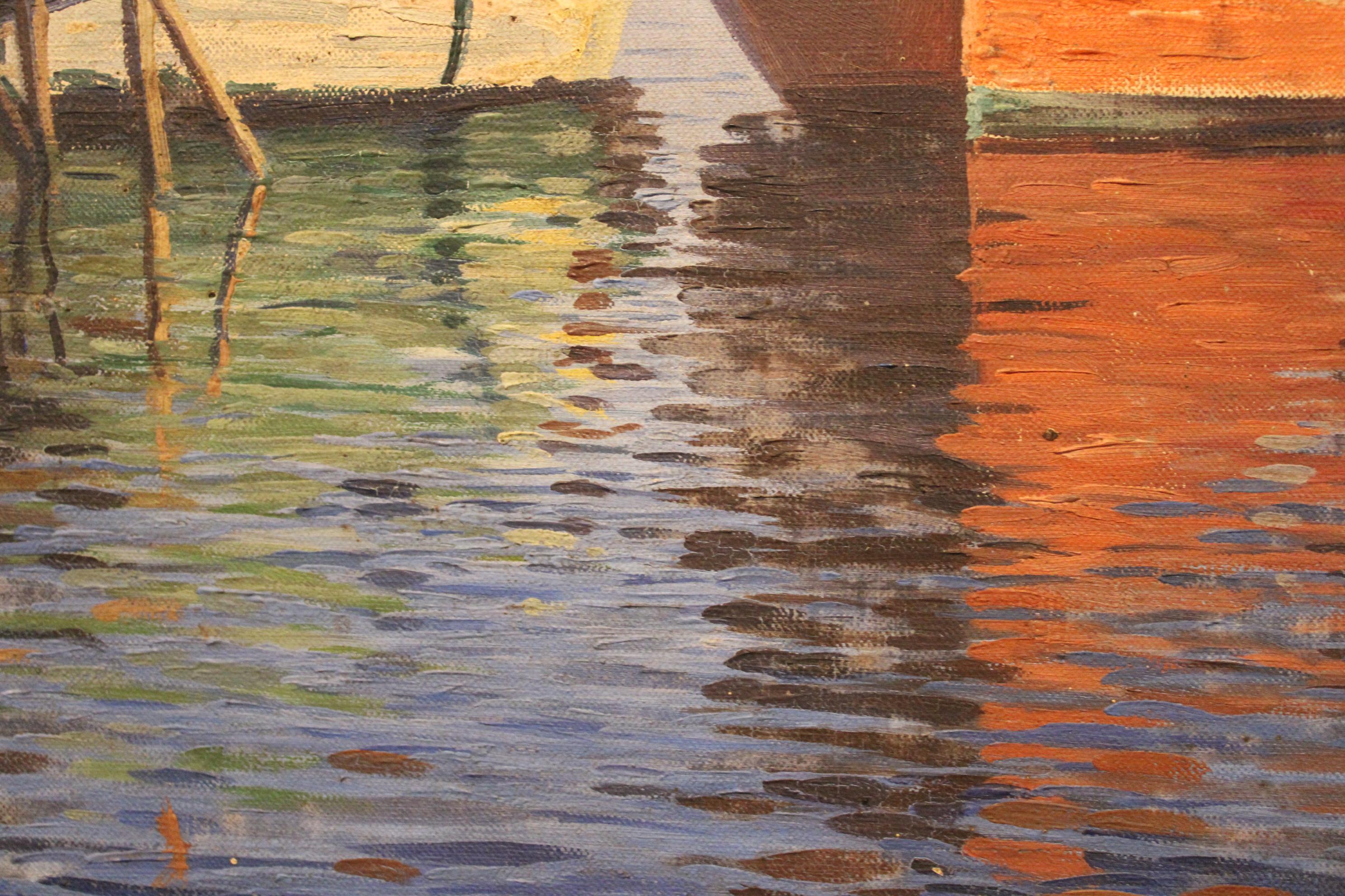 Olio su tela di Louis Haas, Francia, XX secolo in vendita 5