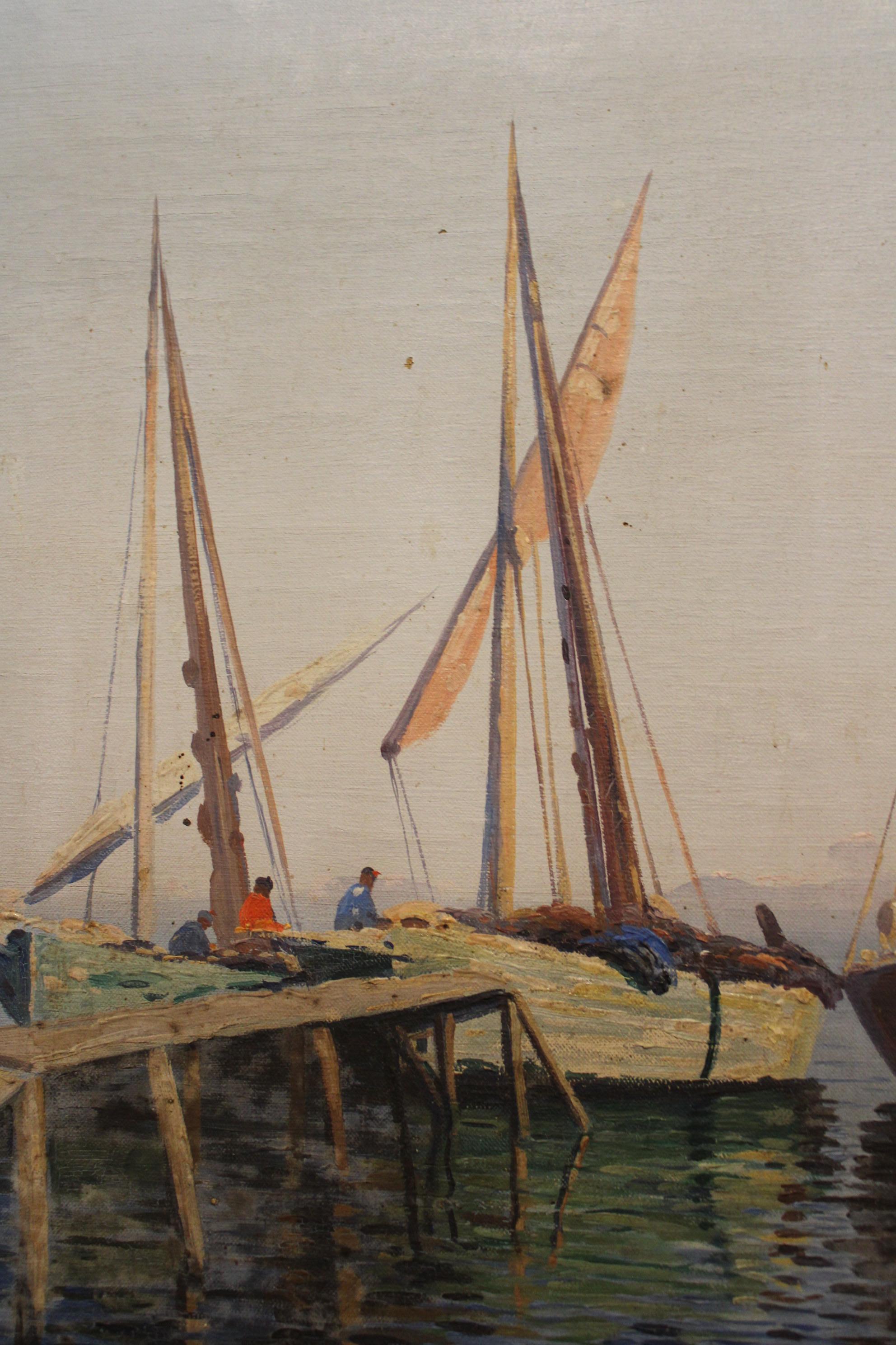 Pittura Olio su tela di Louis Haas, Francia, XX secolo in vendita