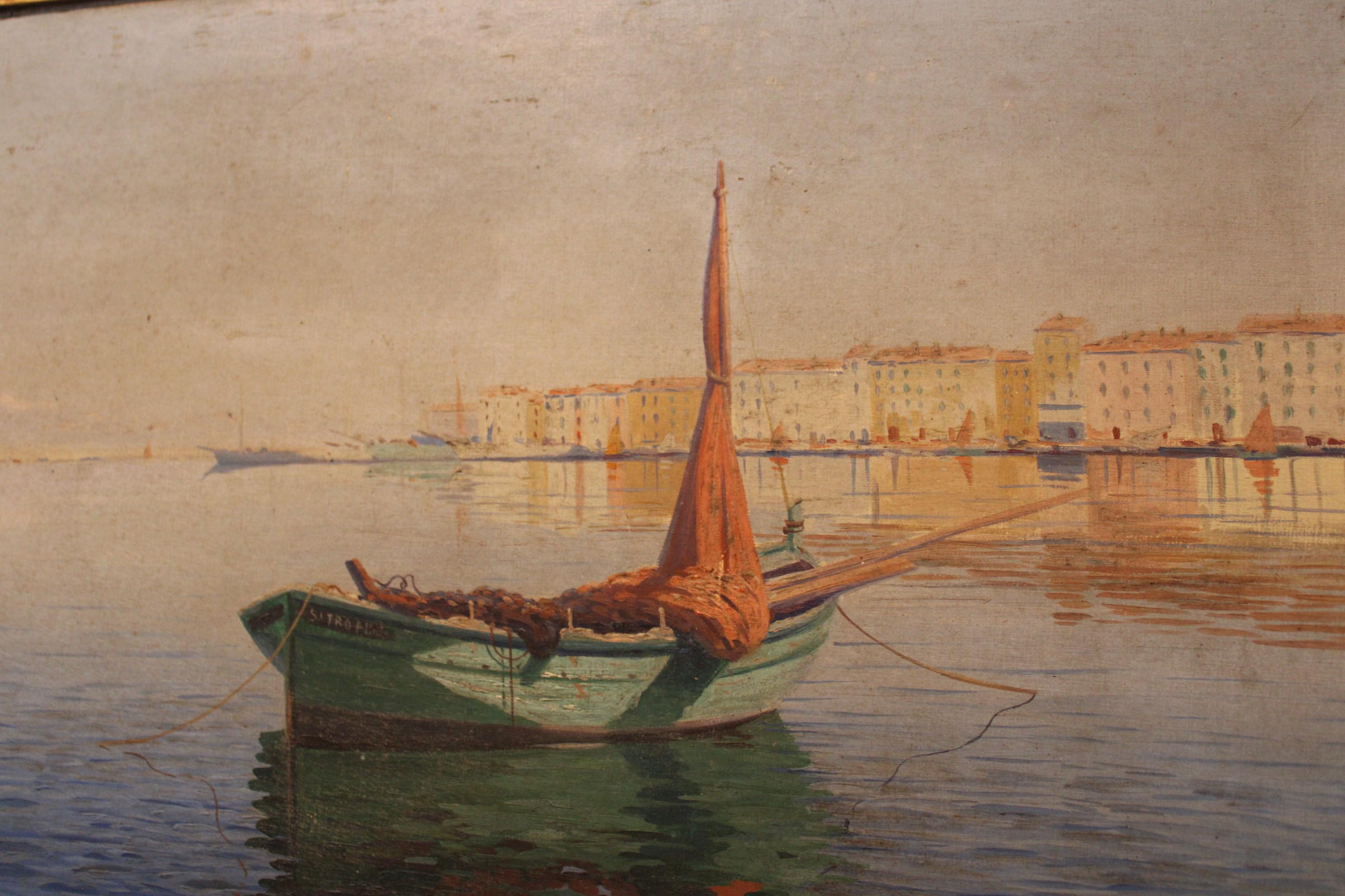 Oil on Canvas by Louis Haas, France, 20th Century In Fair Condition For Sale In Paris, FR