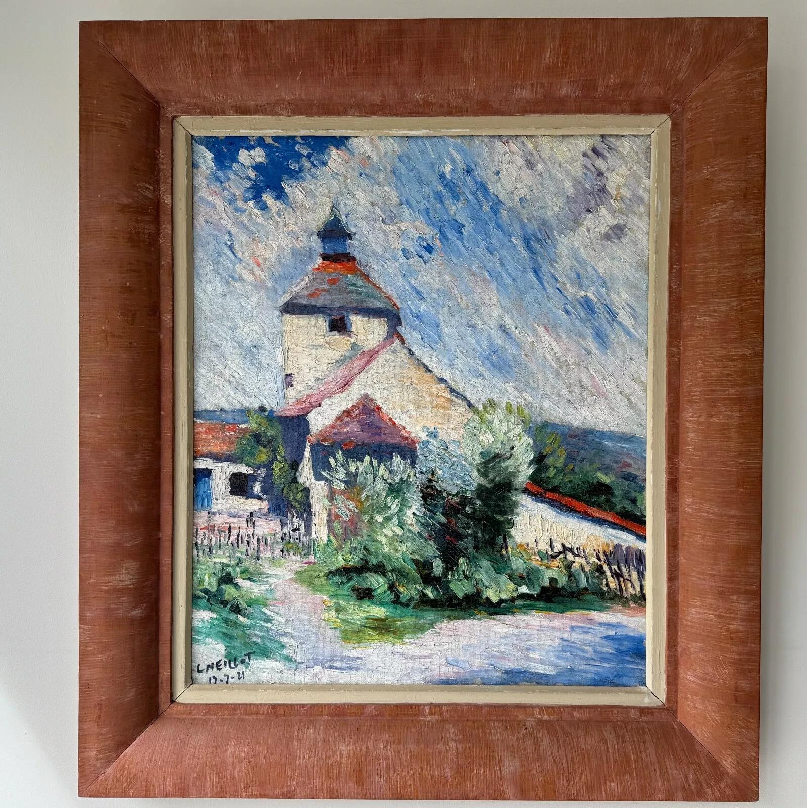 Olio su tela di Louis Neillot (1898-1973) paesaggio 1921 

Questo olio su tela è firmato Louis Neillot (1898-1973), pittore francese legato al movimento del Fauvismo. Le sue opere comprendono principalmente nature morte, paesaggi e nudi, oltre ai