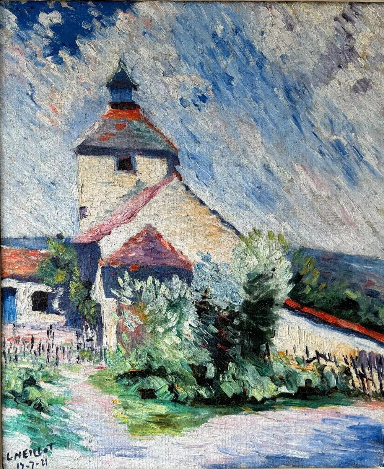 Francese Olio su tela di Louis Neillot (1898-1973) paesaggio 1921 in vendita