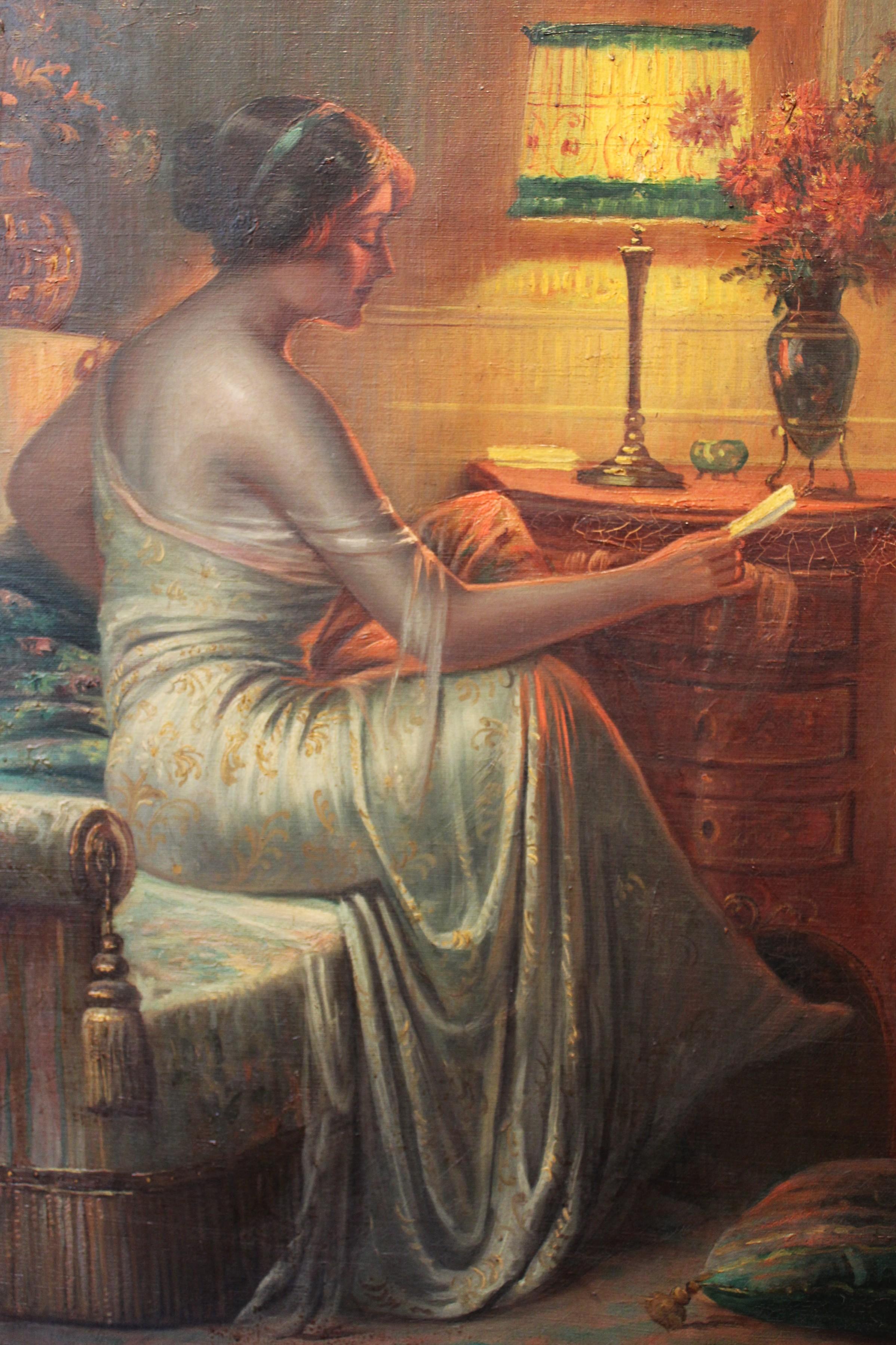 Painted Oil on canvas by Max Albert Carlier (1872-1938) For Sale
