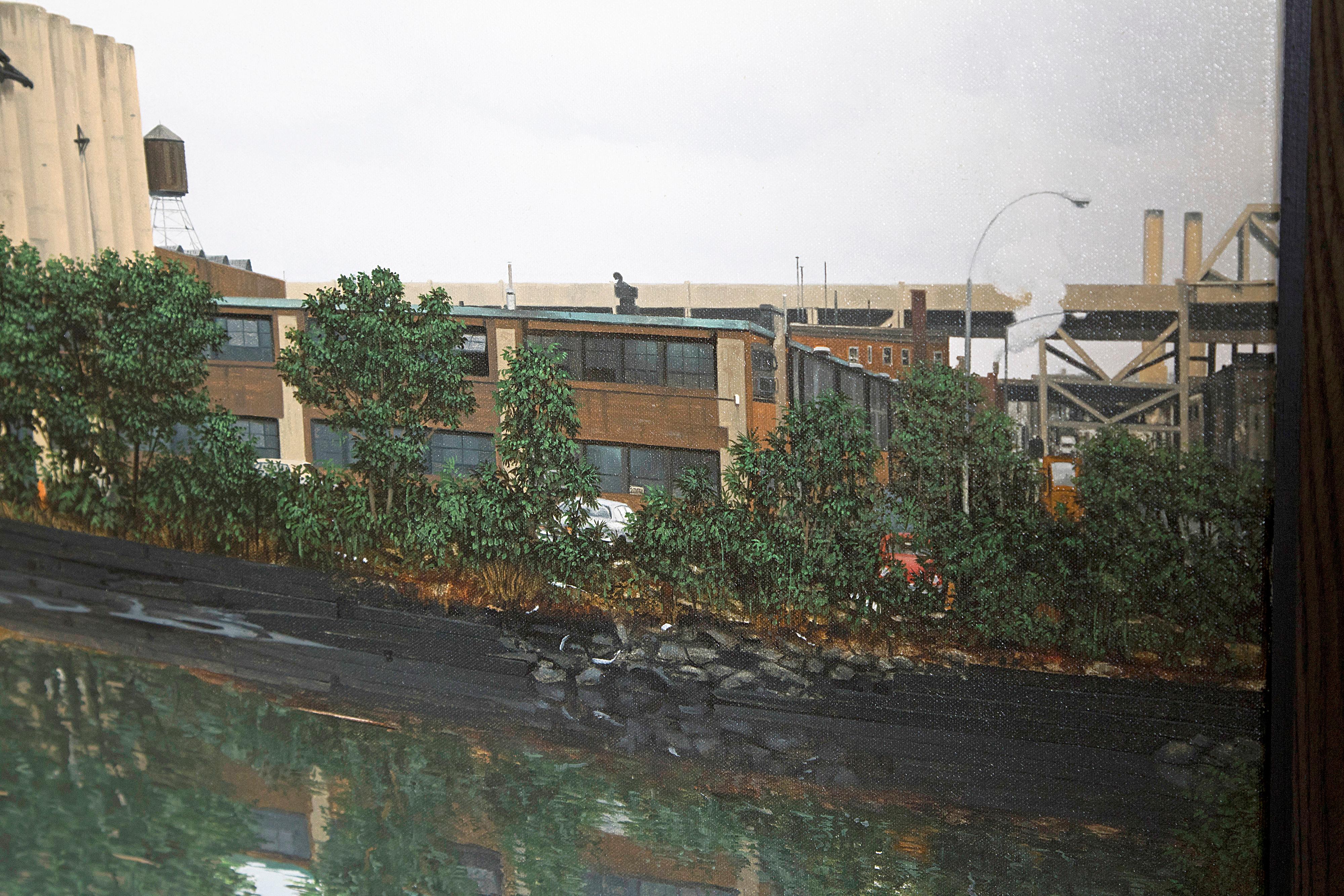 Toile Huile sur toile de Randy Dudley intitulée « 4th St. Basin - Gowanus Canal ». en vente