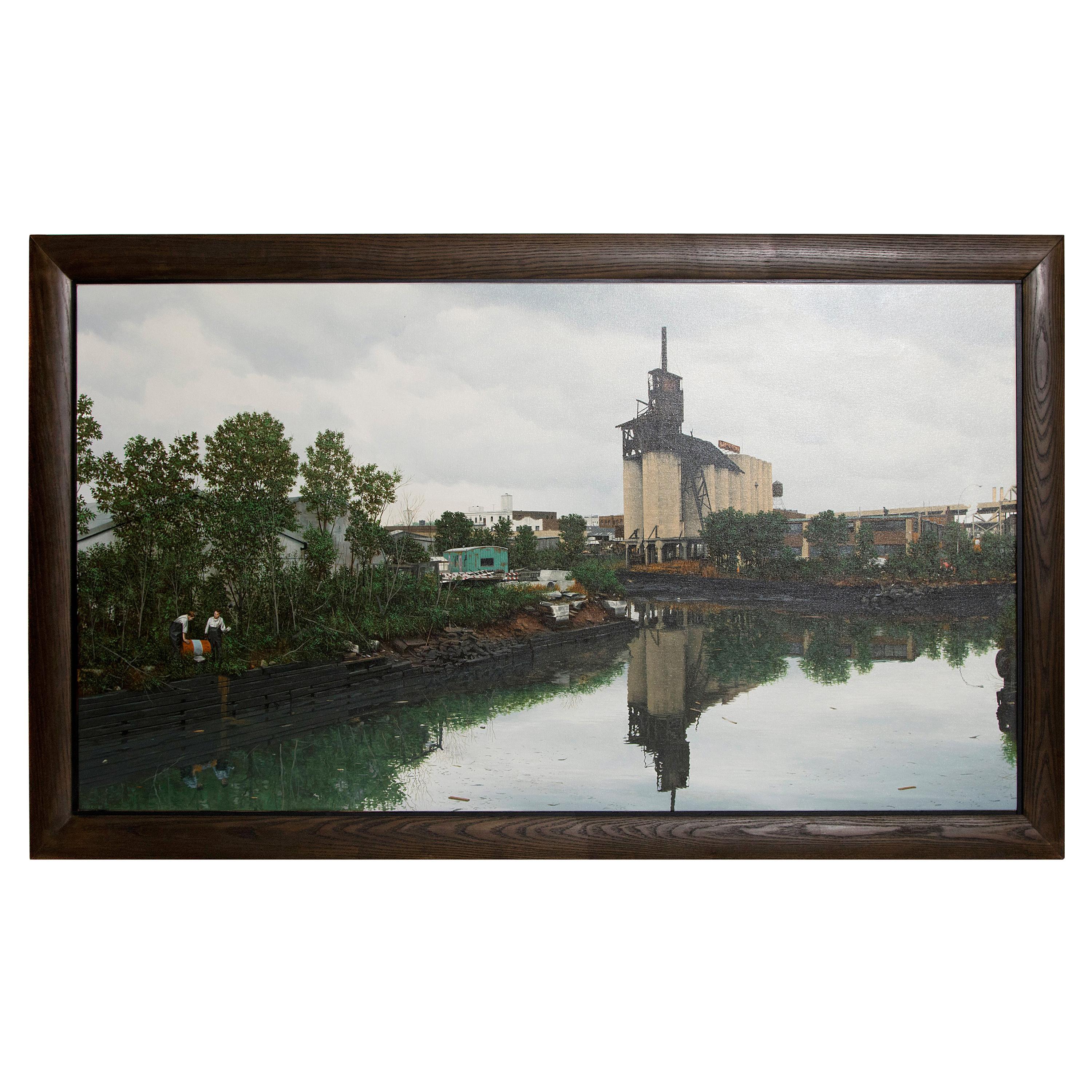 Oil on Canvas by Randy Dudley titled "4th St. Basin - Gowanus Canal" For Sale