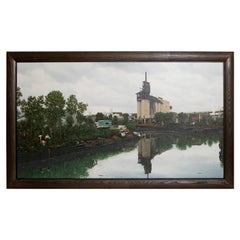 Vintage Oil on Canvas by Randy Dudley titled "4th St. Basin - Gowanus Canal"