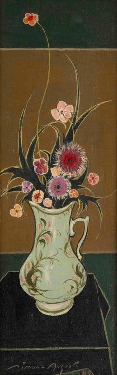 Oil On Canvas By Simon-Auguste Depicting A Bouquet, Early 20th Century.
