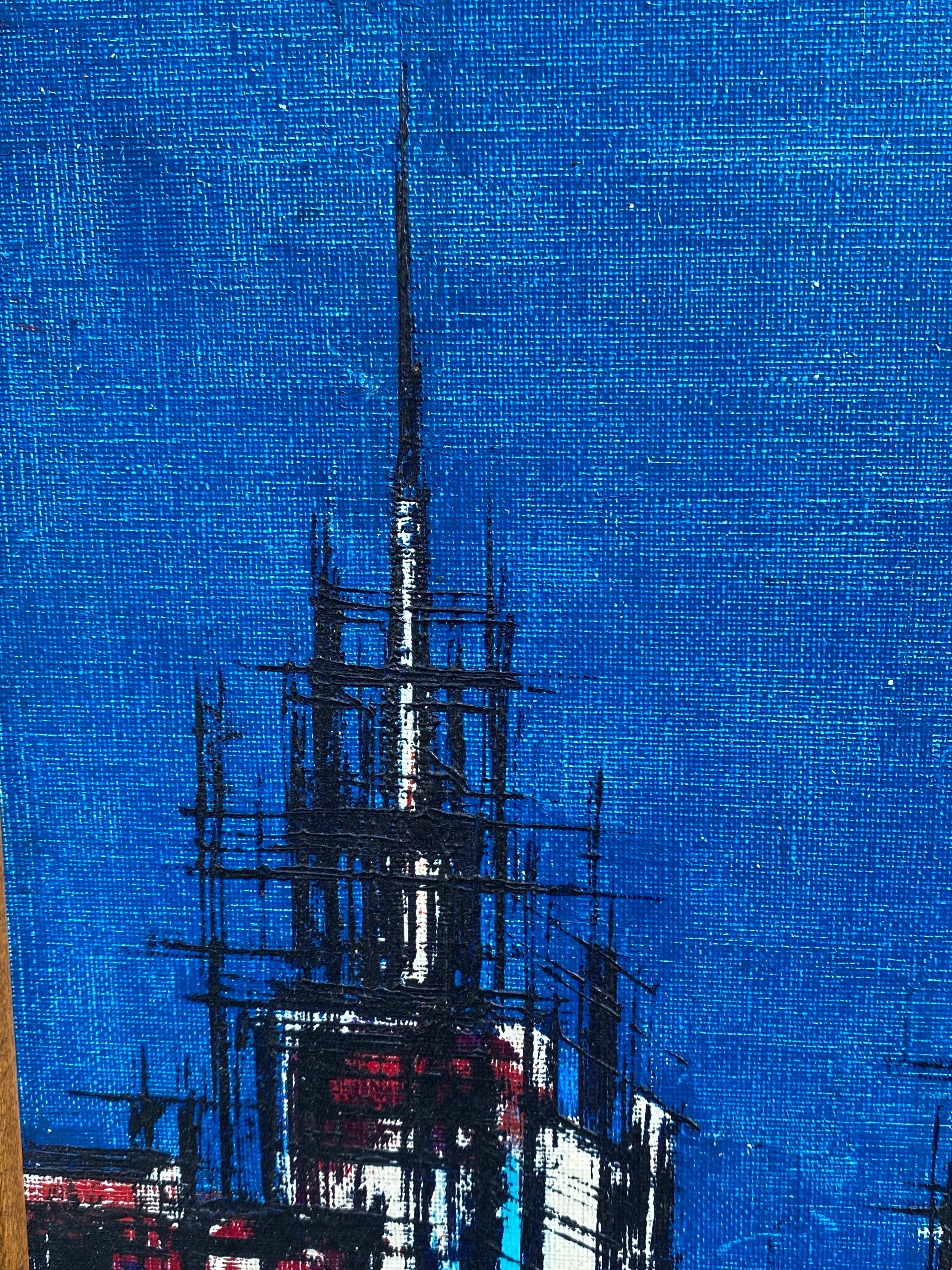 American Oil on Canvas Cityscape For Sale