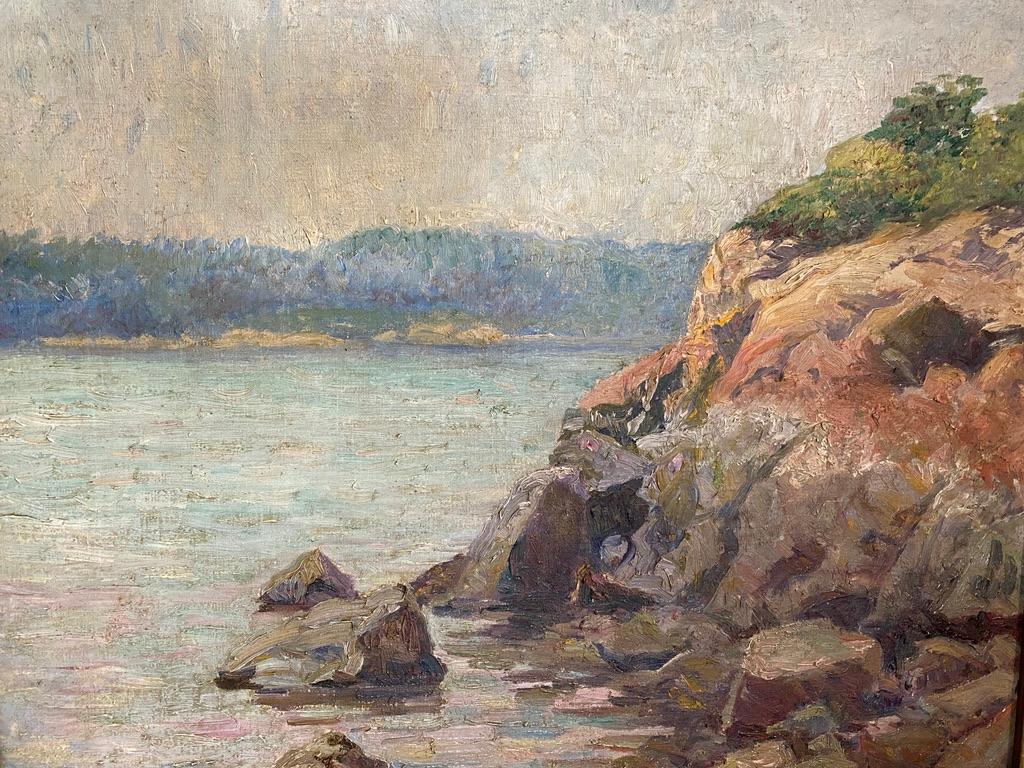 Oil on Canvas Coastal Landscape Painting In Good Condition In Essex, MA