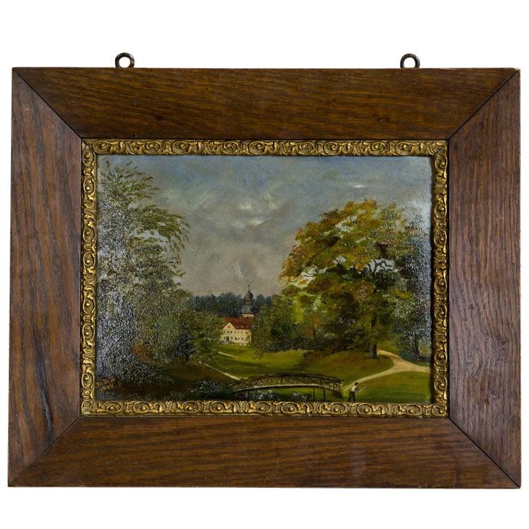 Olio su tela raffigurante un paesaggio, 1894 circa