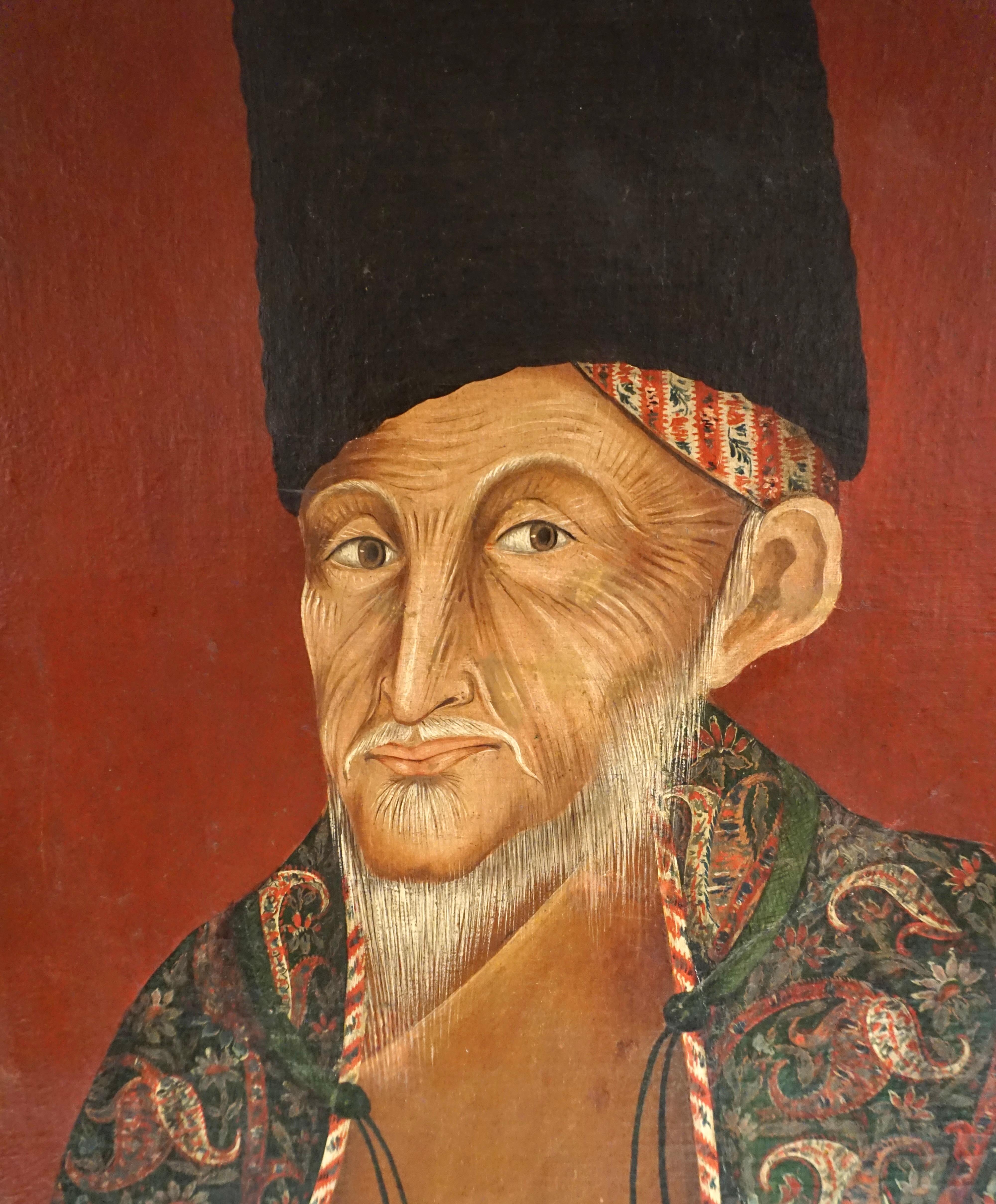 Oil on Canvas Depicting Nineteenth Century Persian Prime Minister Mirza Aghassi In Good Condition In San Francisco, CA