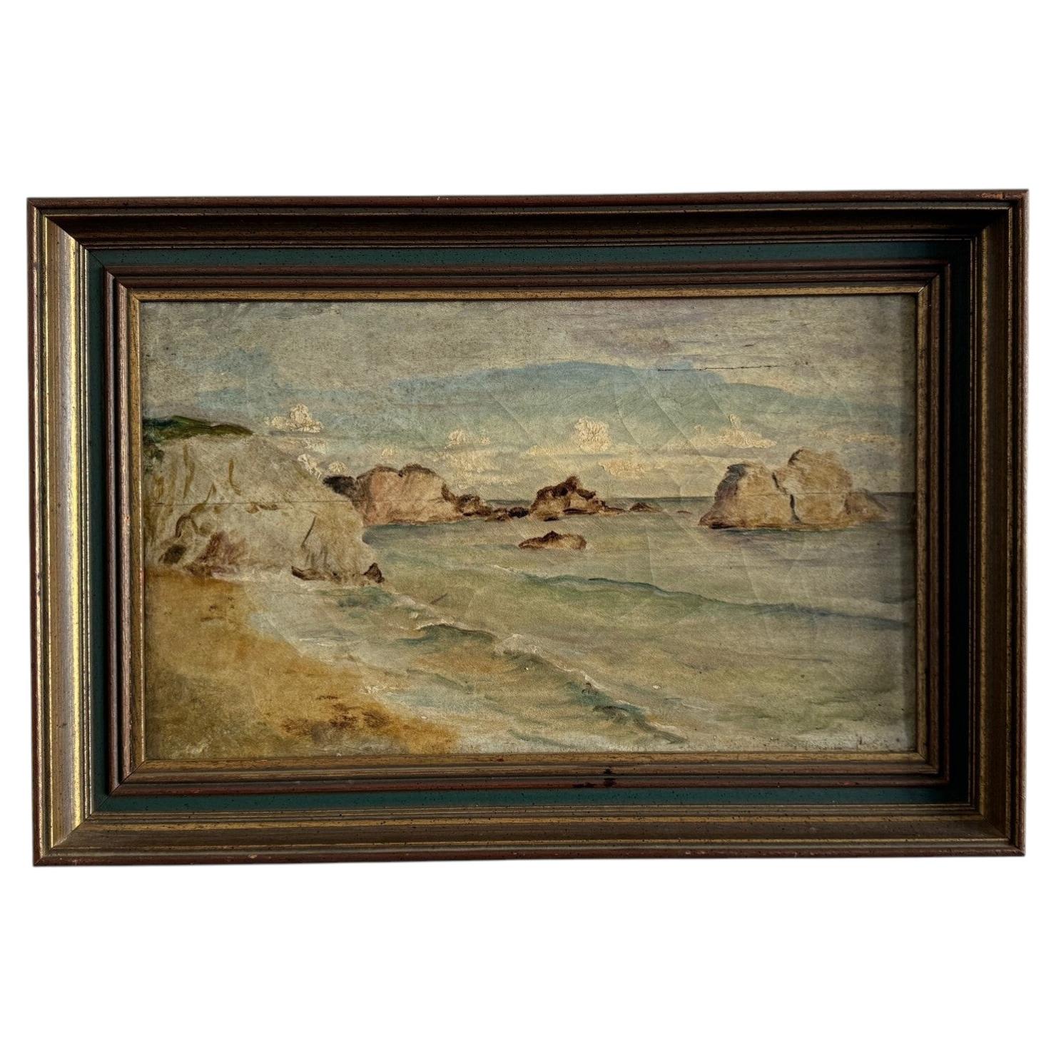 Oil on Canvas Depicting a Rocky Coastline, Early 20th Century