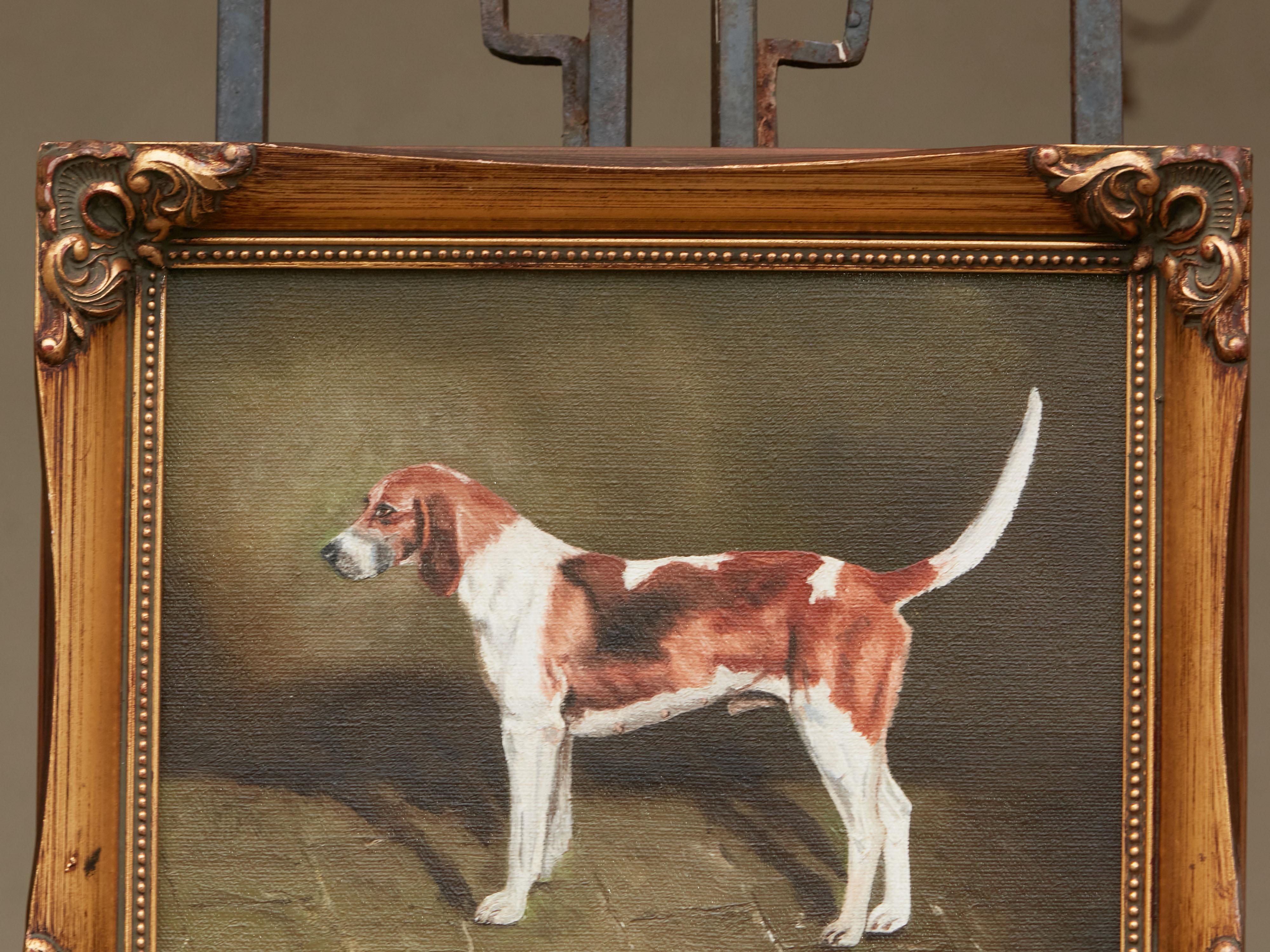 Oil on Canvas Dog Painting Depicting a Belvoir Hound, Signed Jacqueline Decker 5