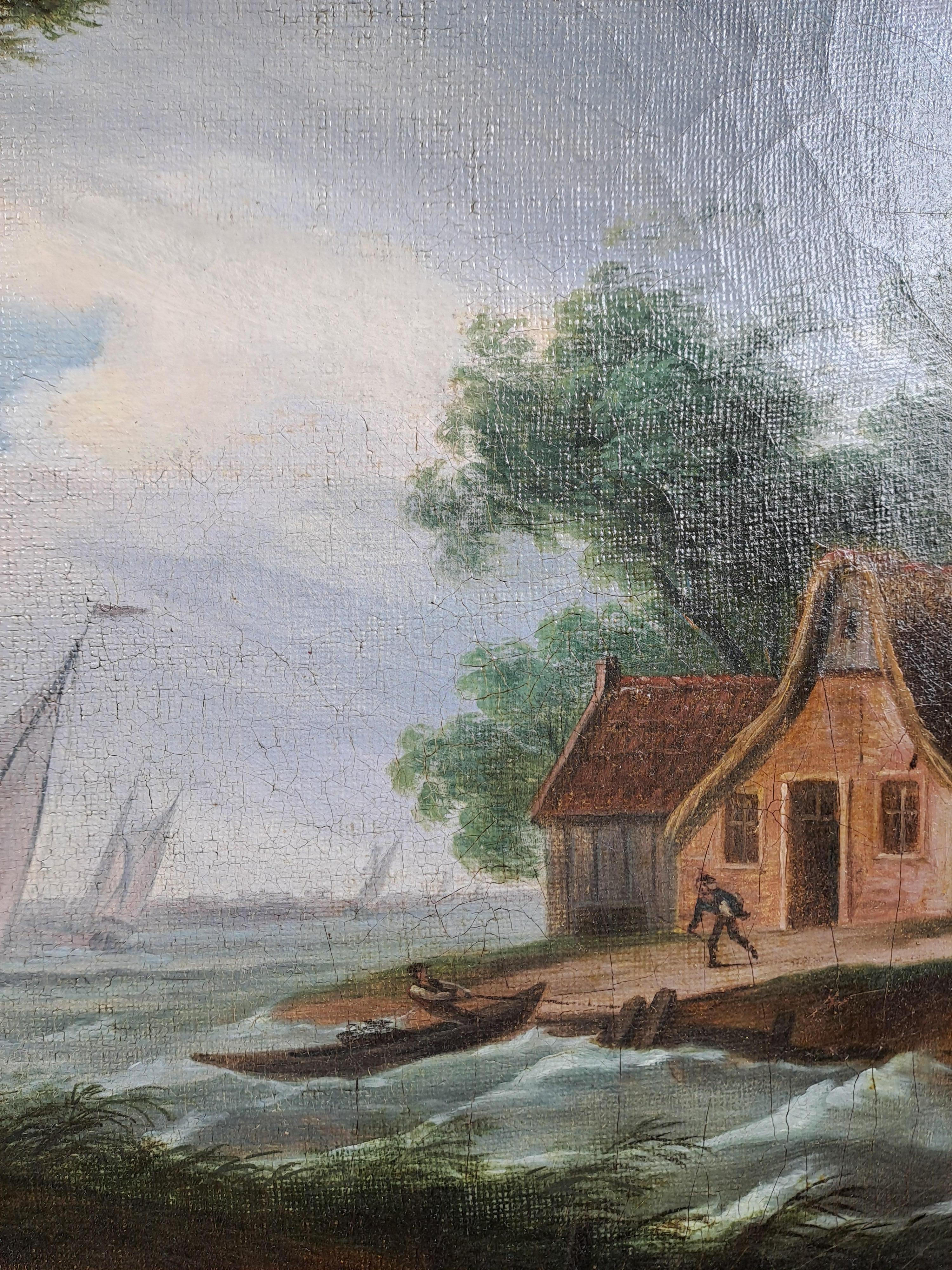 Oil On Canvas - Dutch School Of The 18th Century - The Approach Of The Storm For Sale 2