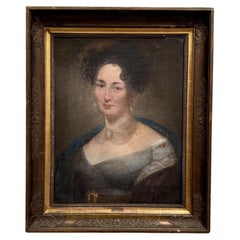 Oil on Canvas, Empire Portrait of a Woman, Early 19th Century, Palmette Frame