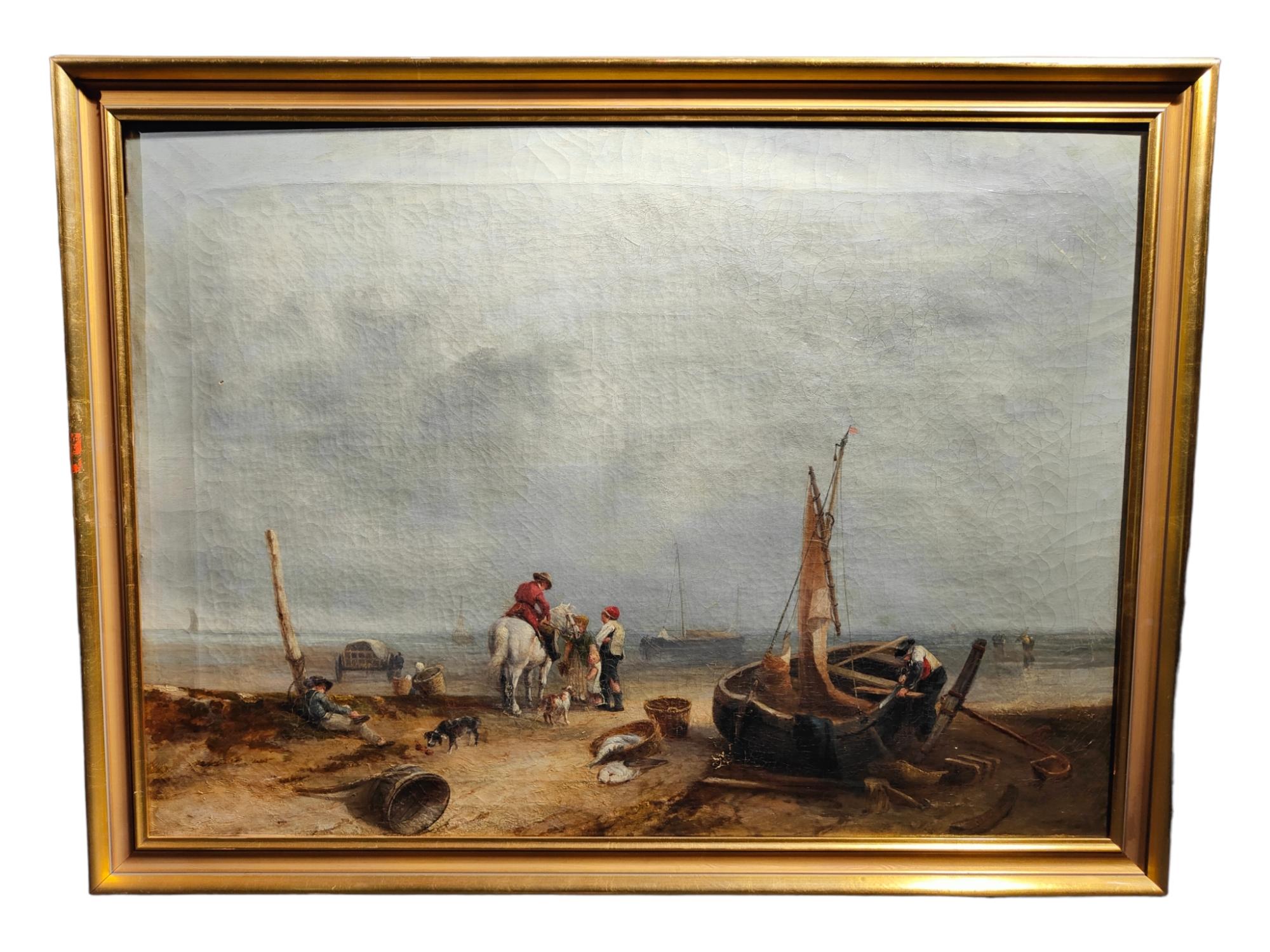 Oil on Canvas English School Marine Scene Eighteenth Century In Good Condition For Sale In Madrid, ES