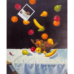Oil on Canvas Falling Fruit by Michael Bridges, Signed 1989