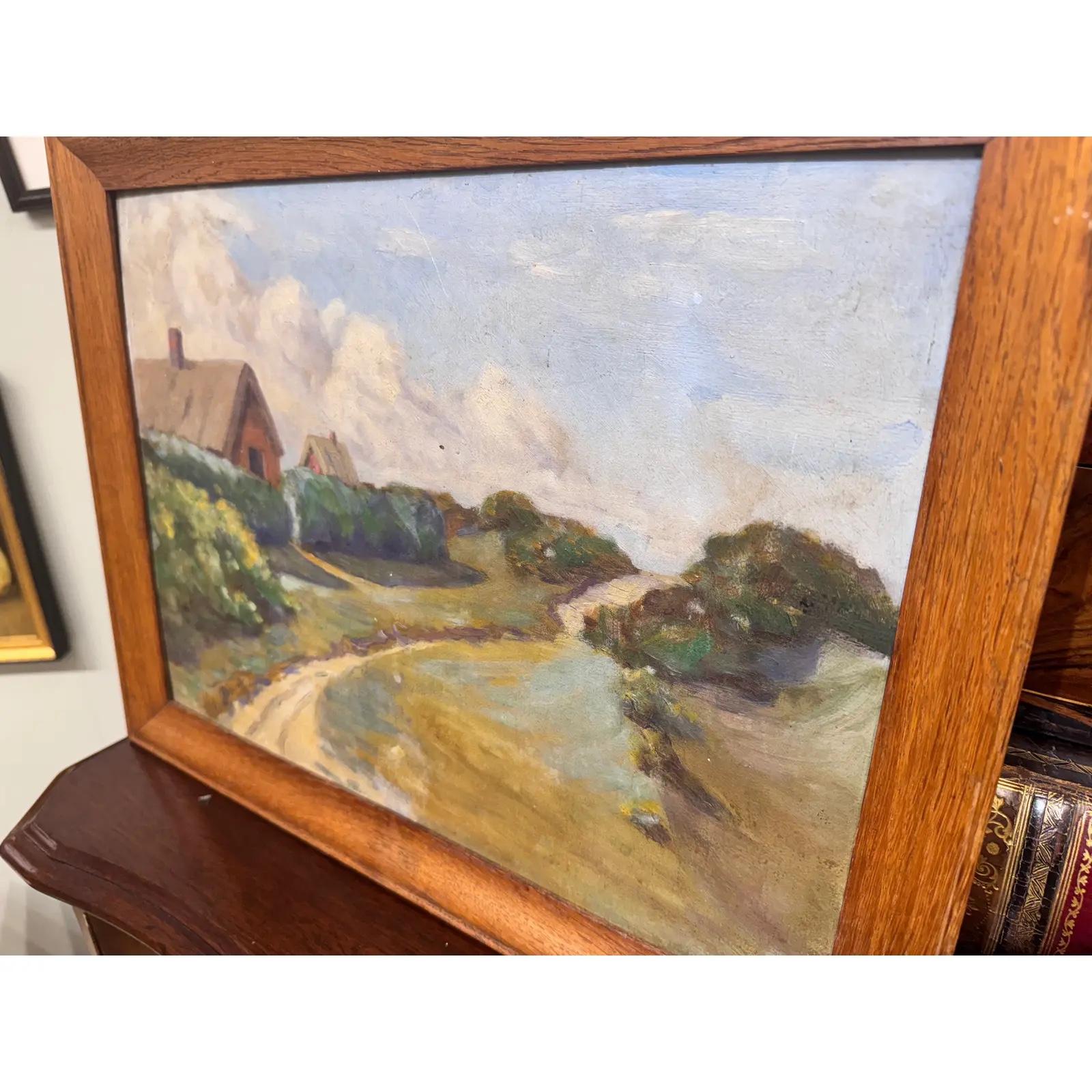 English Oil on Canvas Farm Scene For Sale