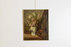 Oil on Canvas, Floral Still Life, signed lower left P. Chartier, mid 19th cen.