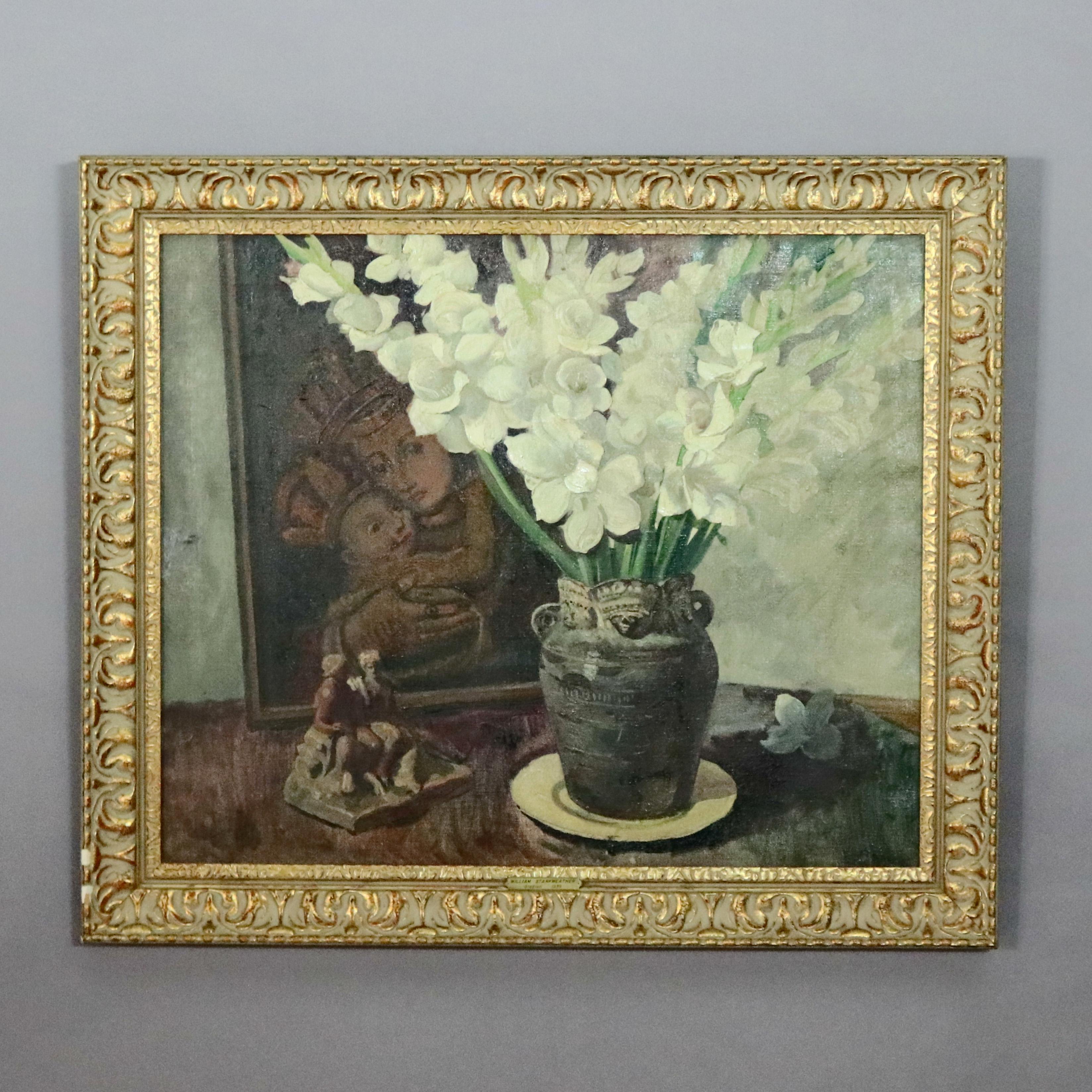 Oil on Canvas Floral Still Life with Gladioli by William Starkweather circa 1939 3