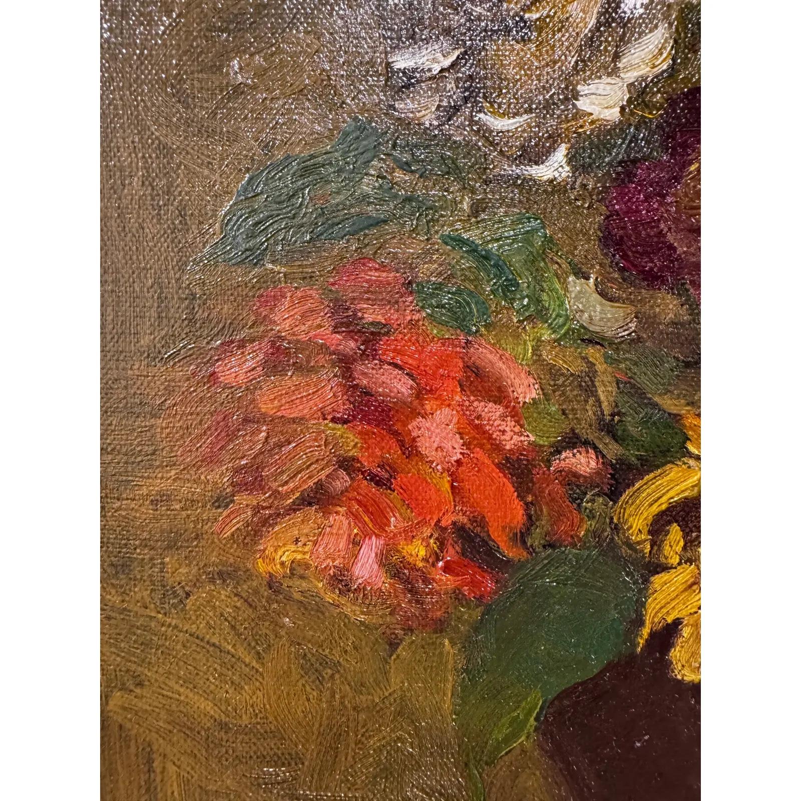 Öl auf Leinwand Blumen in Vase (amerikanisch) im Angebot