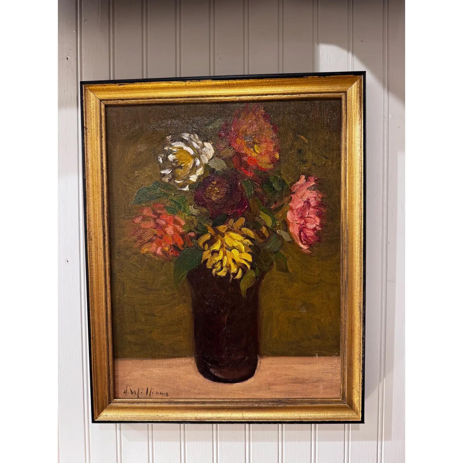 Öl auf Leinwand Blumen in Vase (21. Jahrhundert und zeitgenössisch) im Angebot