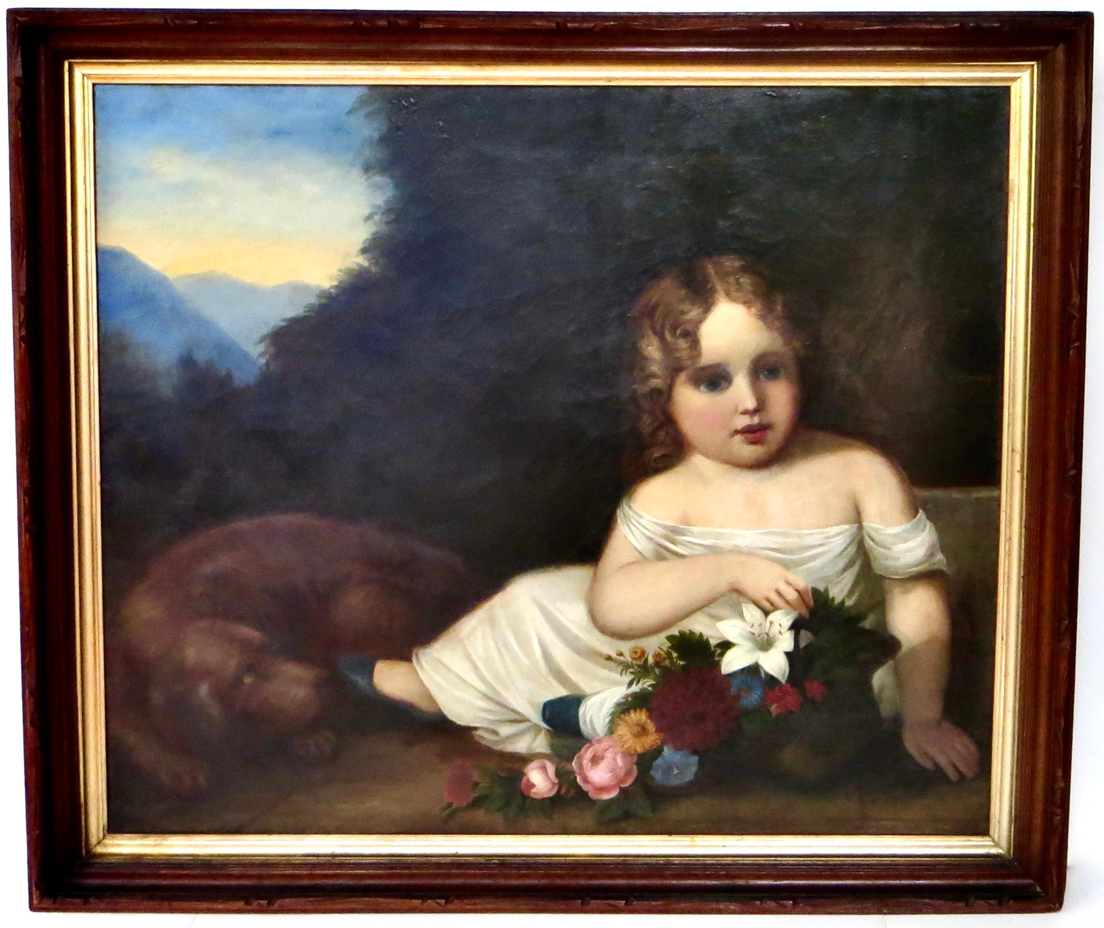 Metà XIX secolo Olio su tela Pittura d'arte popolare 