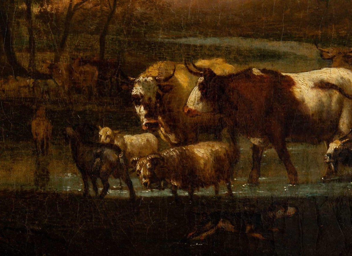 Oil On Canvas, Follower Nicolas Berghem, Period, 19th Century 3
