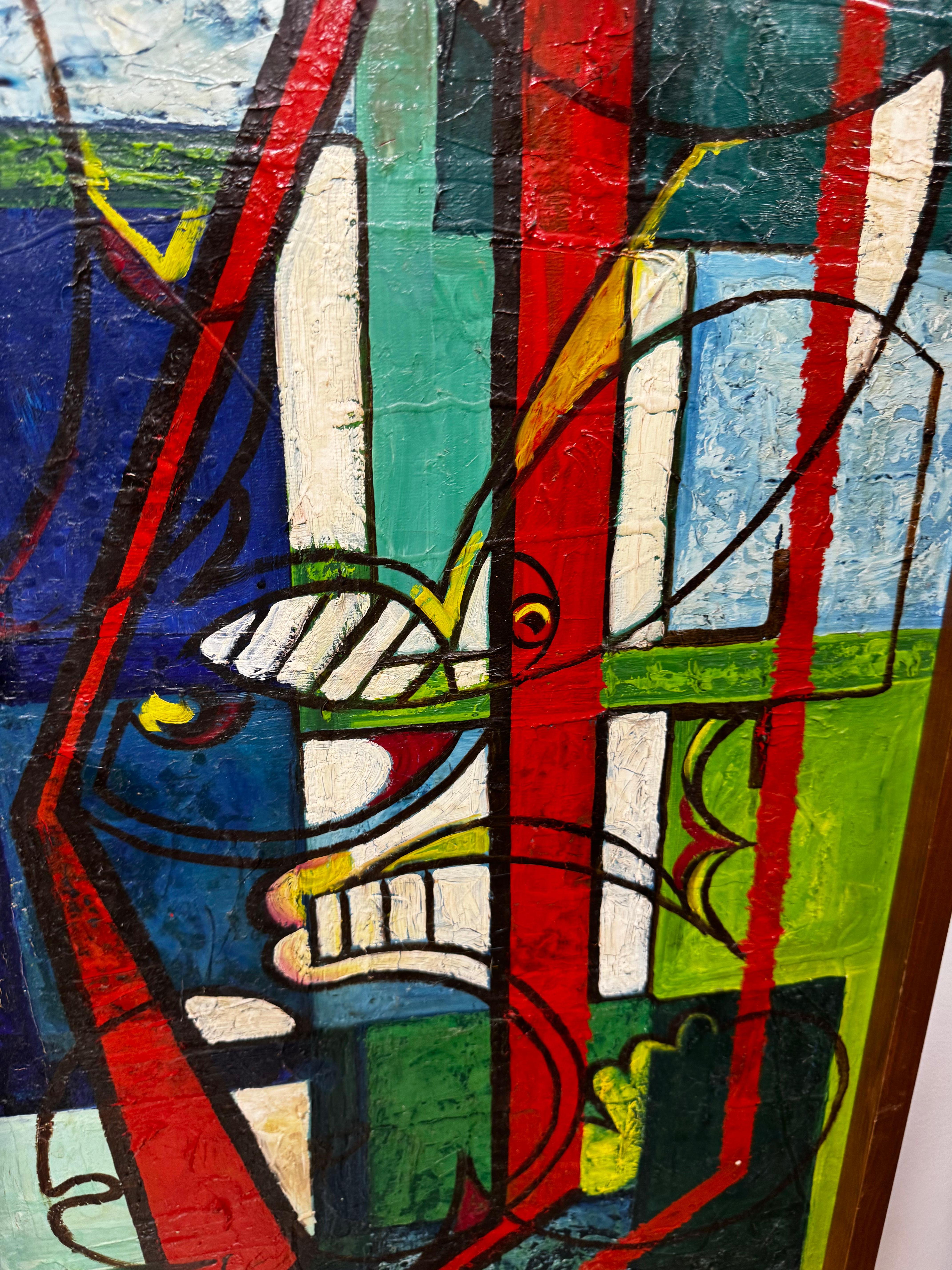 Mid-Century Modern Oil On Canvas For Sale