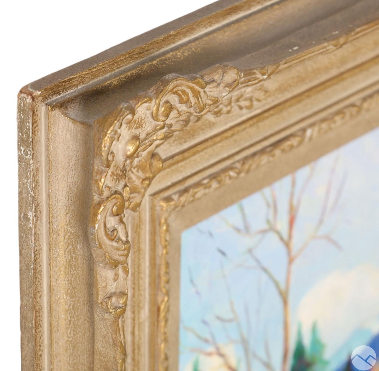 Huile sur toile encadrée  Paysage de neige d'hiver, signé par Anita McNamee en vente 5