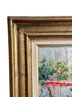 Olio su tela "Scena di mercato francese" di I.L.A. David Vernay