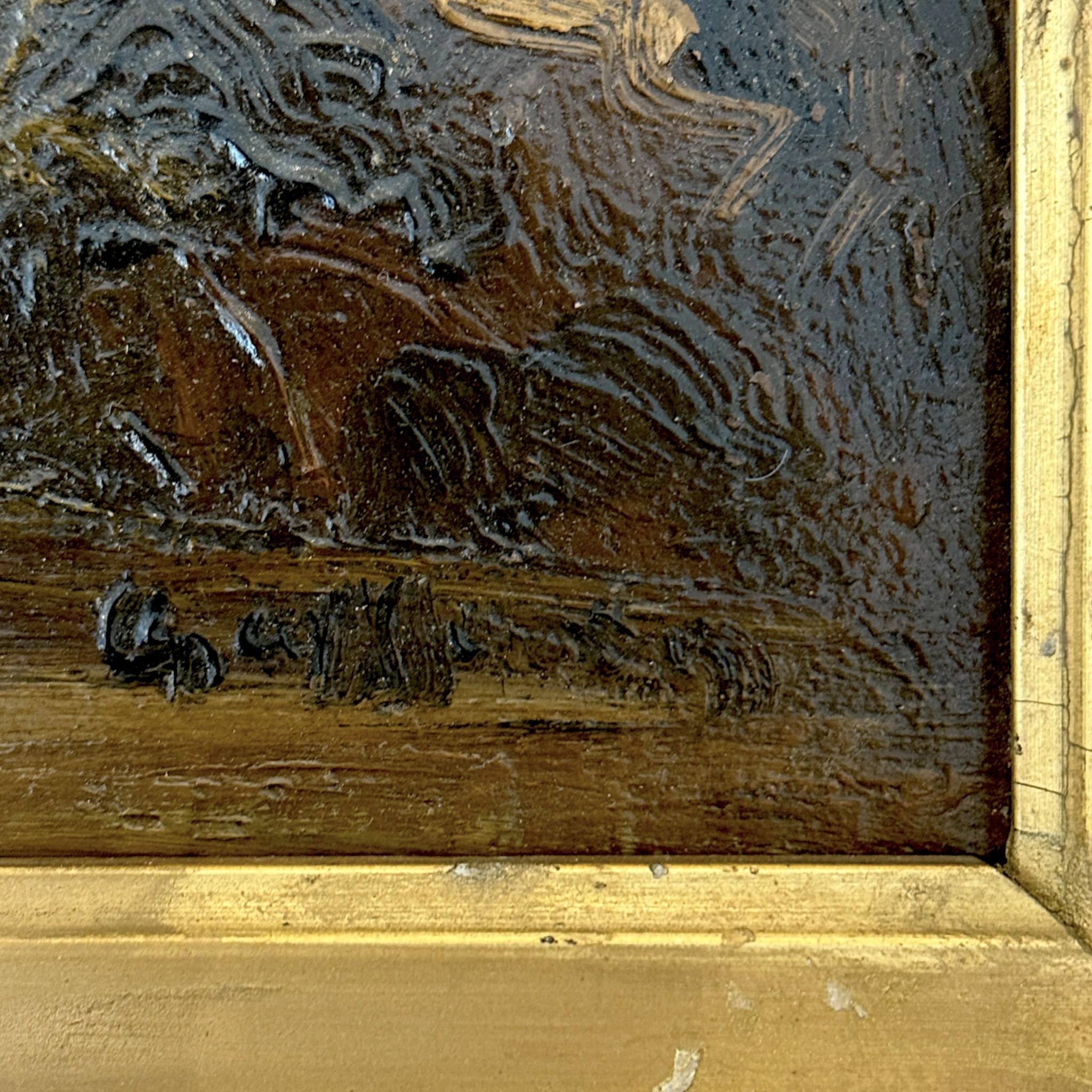 Français Huile sur toile, Côte d'Azur avec forteresse, signée, 19e siècle en vente