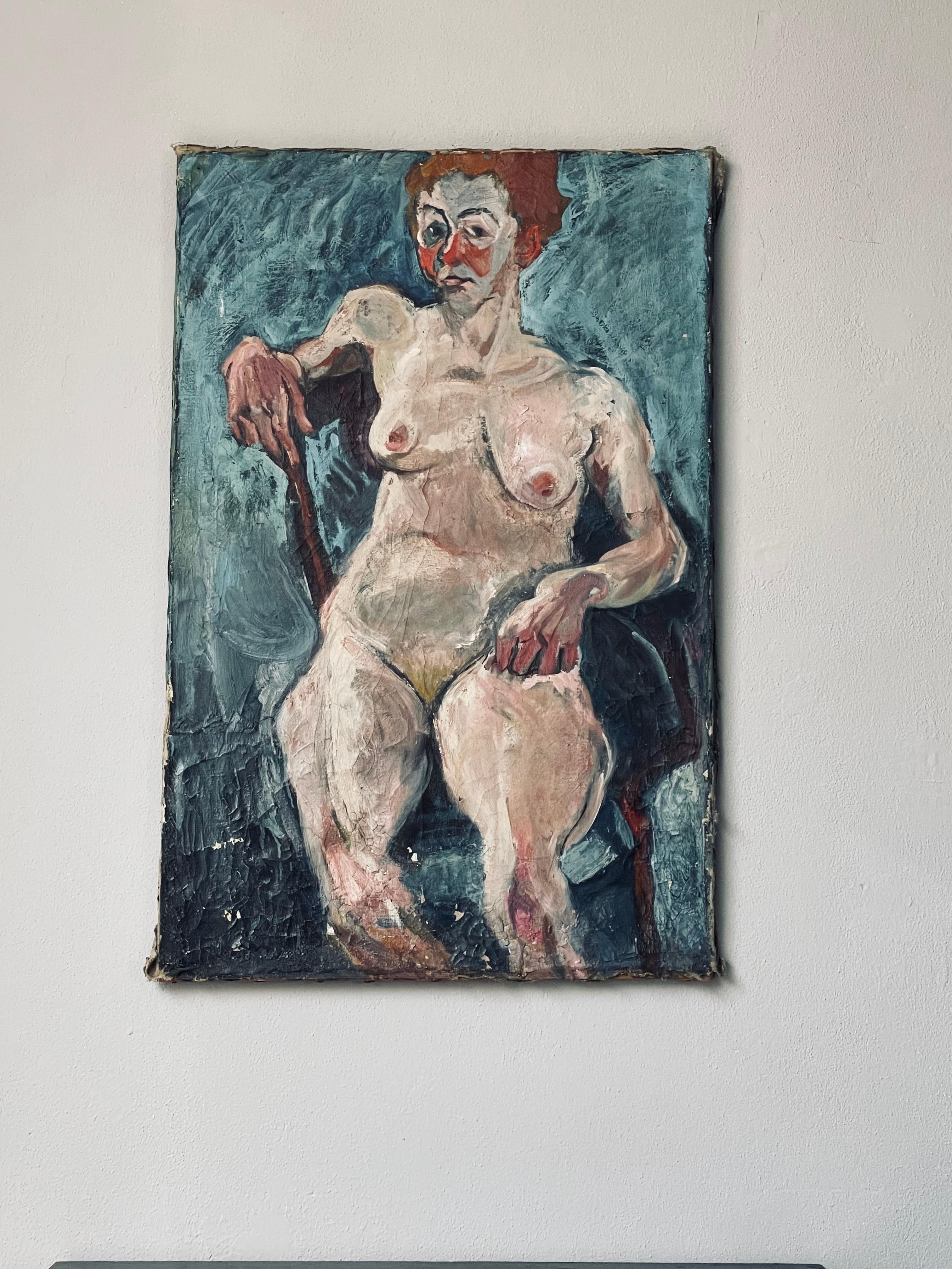 Huile sur toile, Femme française Excellent état - En vente à Munich, DE