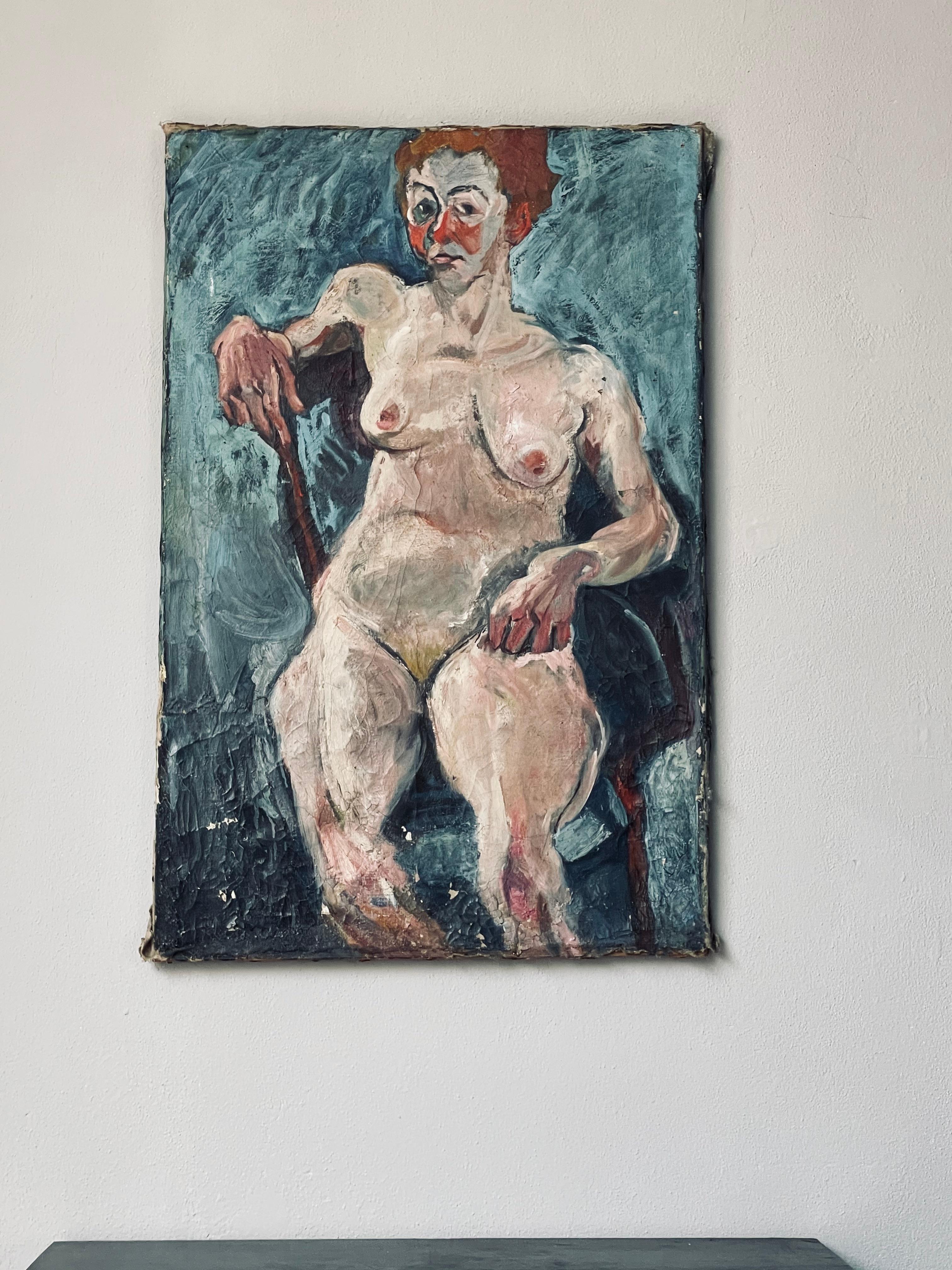 Öl auf Leinwand, Französische Frau, Öl (20. Jahrhundert) im Angebot