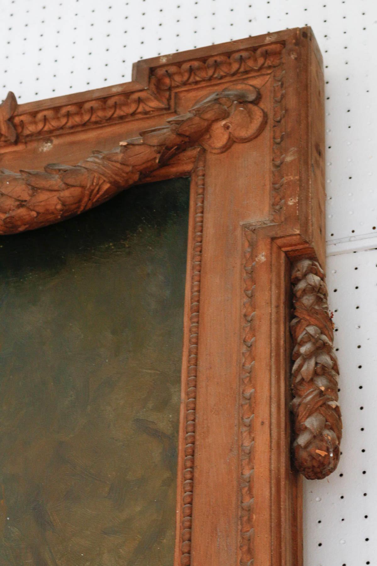 19th Century Oil on Canvas from the XIXth Century, Carved Wood Frame. For Sale